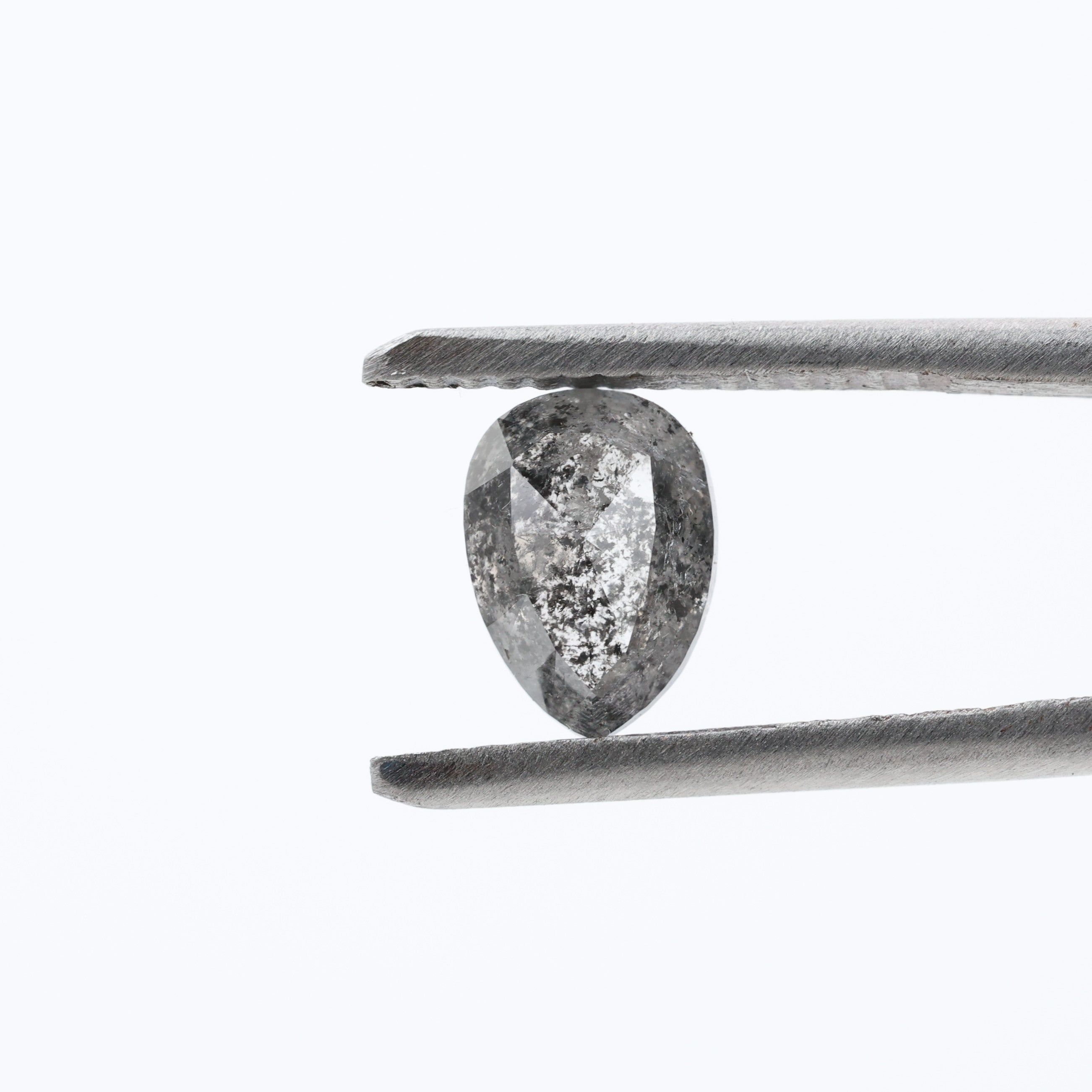 1.04 Ct Salt and Pepper Diamond, Natural Gray Pear Rose Cut Loose Diamonds for Minimalist Engagement Ring