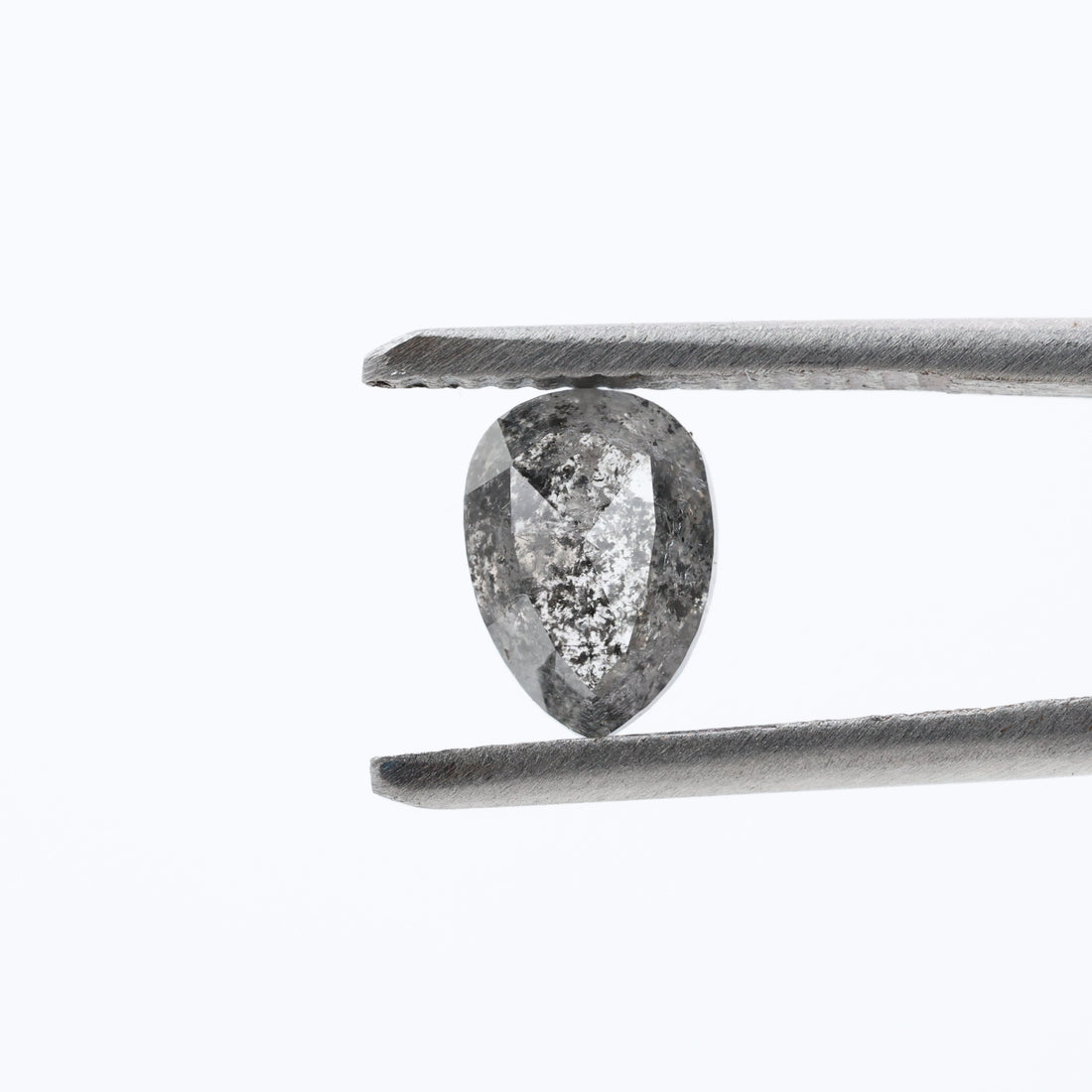 1.04 Ct Salt and Pepper Diamond, Natural Gray Pear Rose Cut Loose Diamonds for Minimalist Engagement Ring