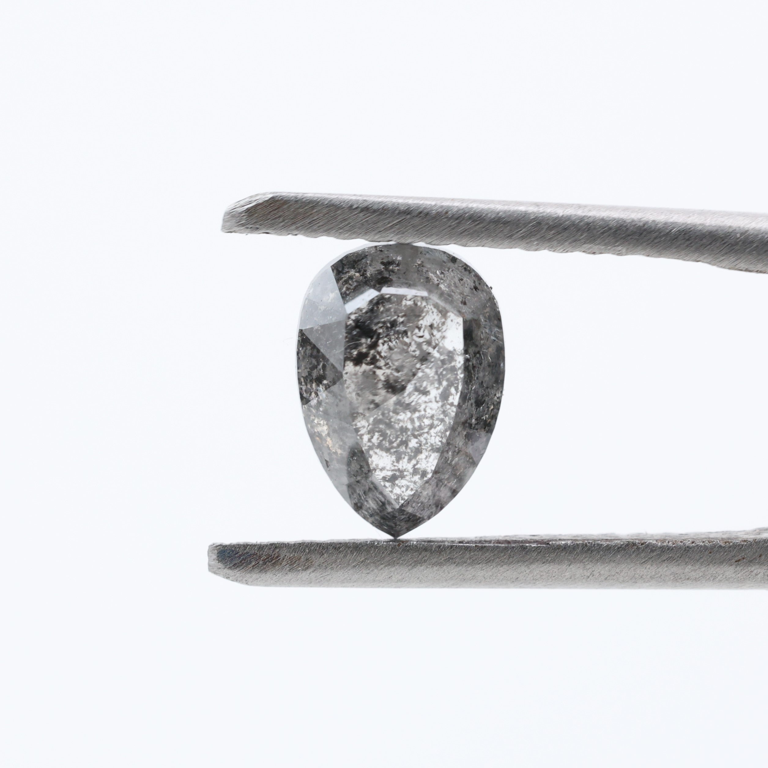 1.04 Ct Salt and Pepper Diamond, Natural Gray Pear Rose Cut Loose Diamonds for Minimalist Engagement Ring