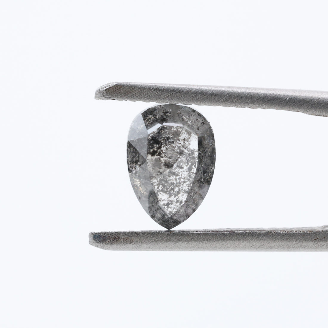 1.04 Ct Salt and Pepper Diamond, Natural Gray Pear Rose Cut Loose Diamonds for Minimalist Engagement Ring