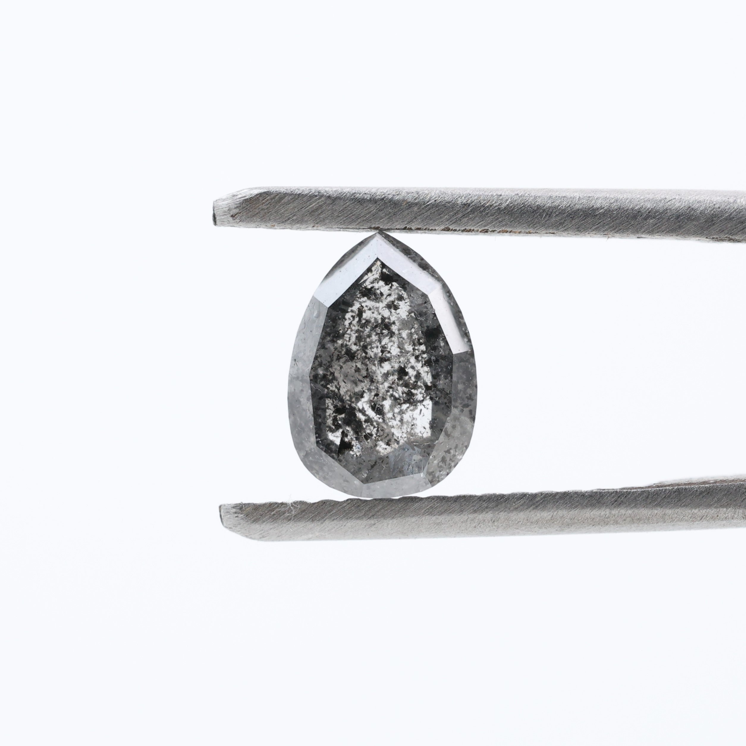 1.04 Ct Salt and Pepper Diamond, Natural Gray Pear Rose Cut Loose Diamonds for Minimalist Engagement Ring