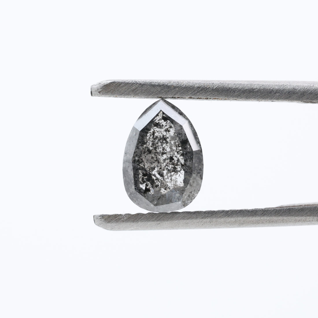 1.04 Ct Salt and Pepper Diamond, Natural Gray Pear Rose Cut Loose Diamonds for Minimalist Engagement Ring