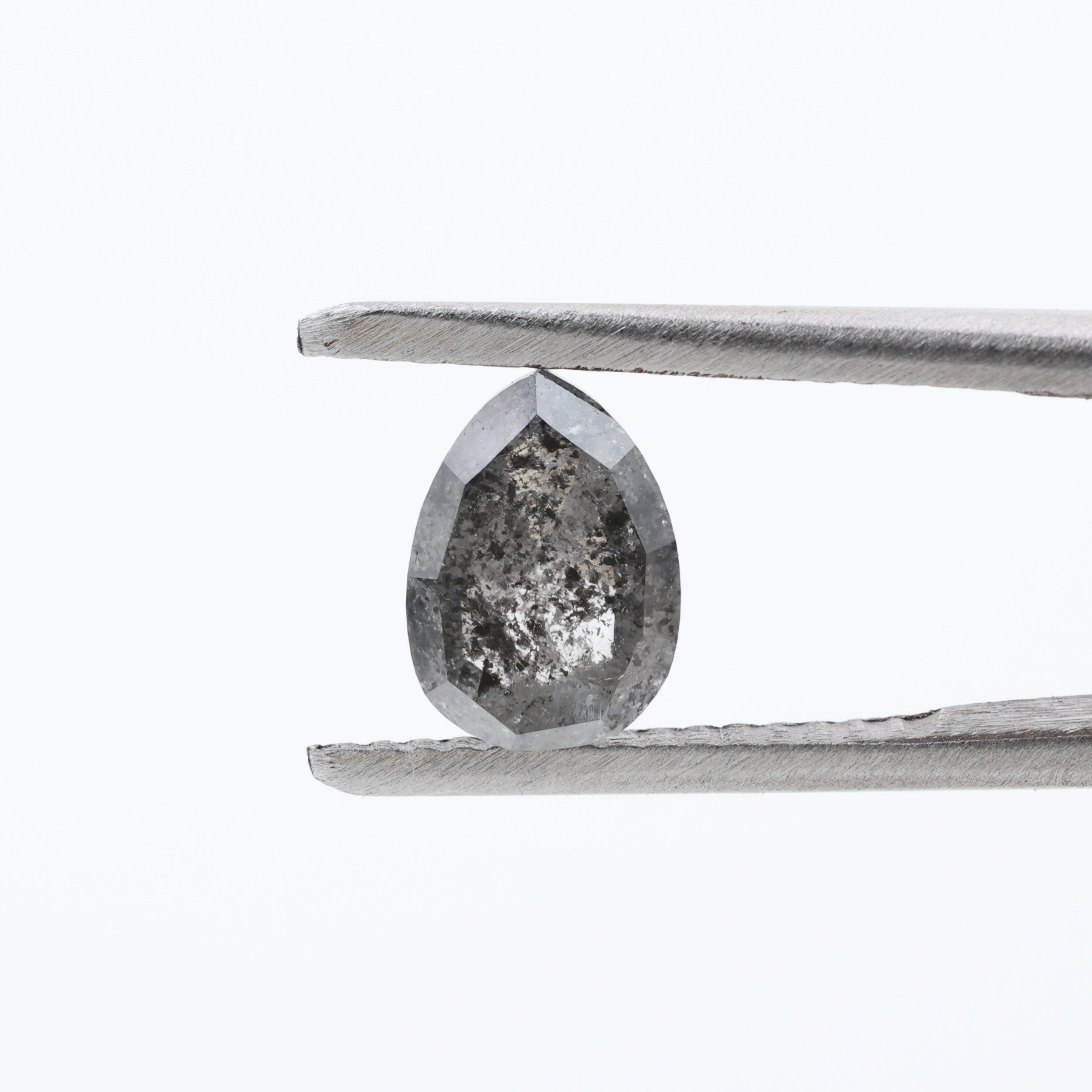 1.04 Ct Salt and Pepper Diamond, Natural Gray Pear Rose Cut Loose Diamonds for Minimalist Engagement Ring