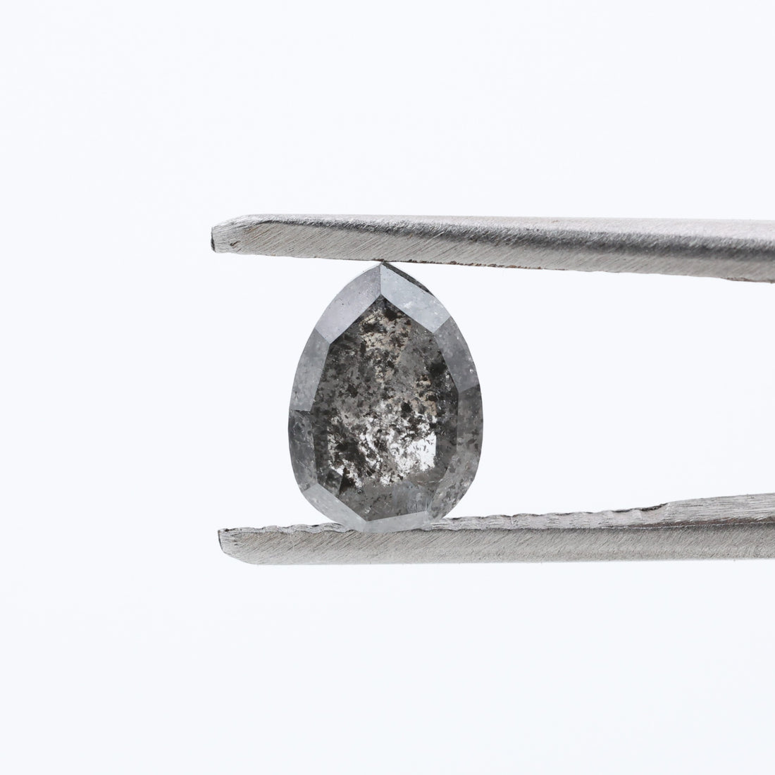 1.04 Ct Salt and Pepper Diamond, Natural Gray Pear Rose Cut Loose Diamonds for Minimalist Engagement Ring