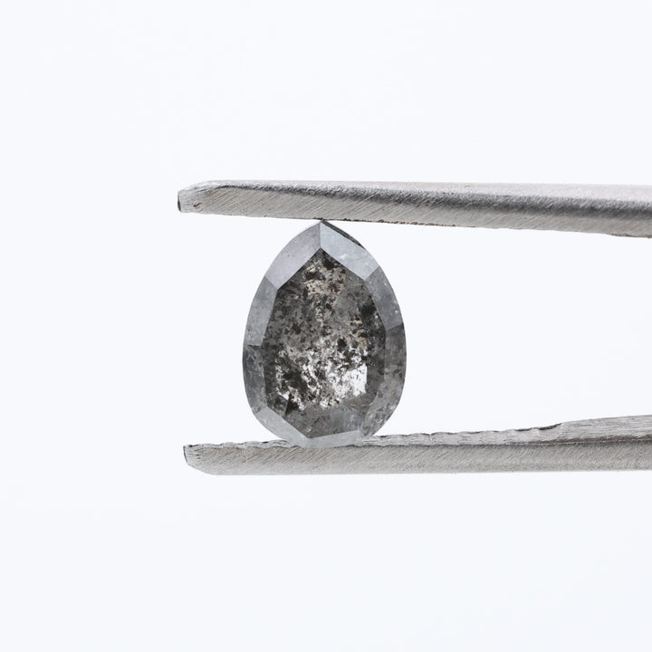 1.04 Ct Salt and Pepper Diamond, Natural Gray Pear Rose Cut Loose Diamonds for Minimalist Engagement Ring