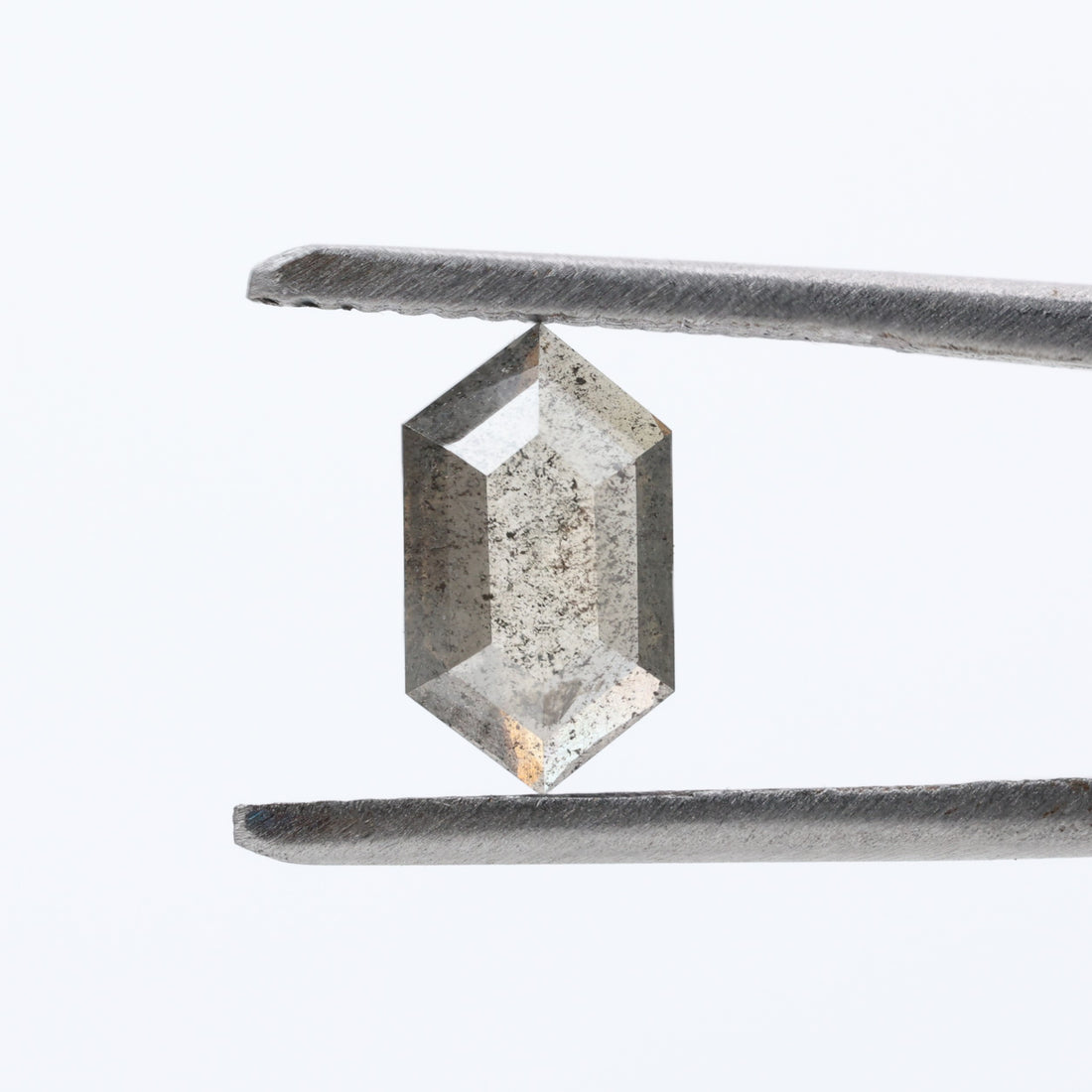 0.80 Ct Salt and Pepper Diamond, Natural Gray Hexagon Cut Loose Diamonds for Minimalist Engagement Ring