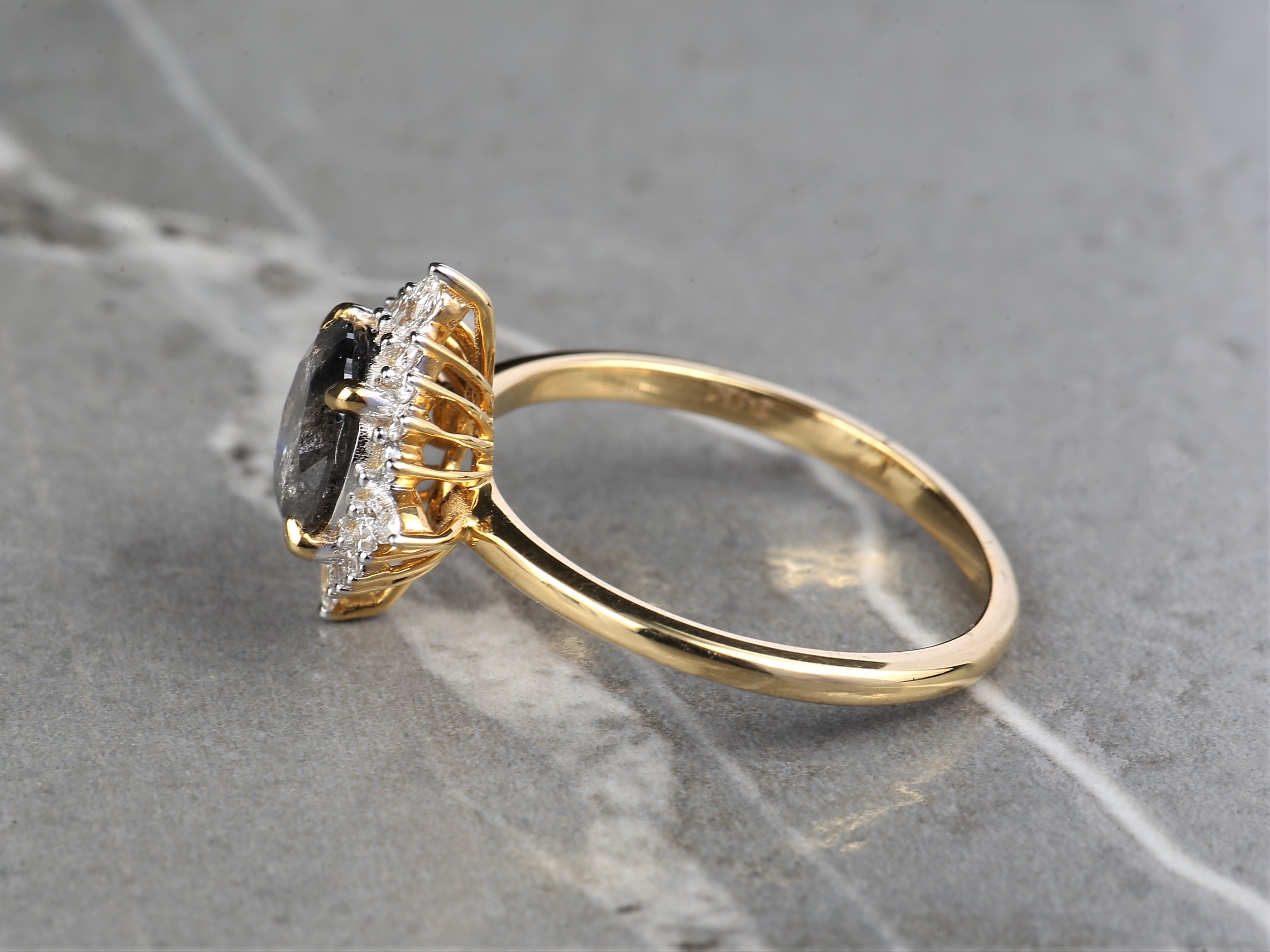 1.77 Ct Salt and Pepper Round Diamond Ring 14K Gold Anniversary Ring, Natural Gray Diamond Ring, Gift for Her