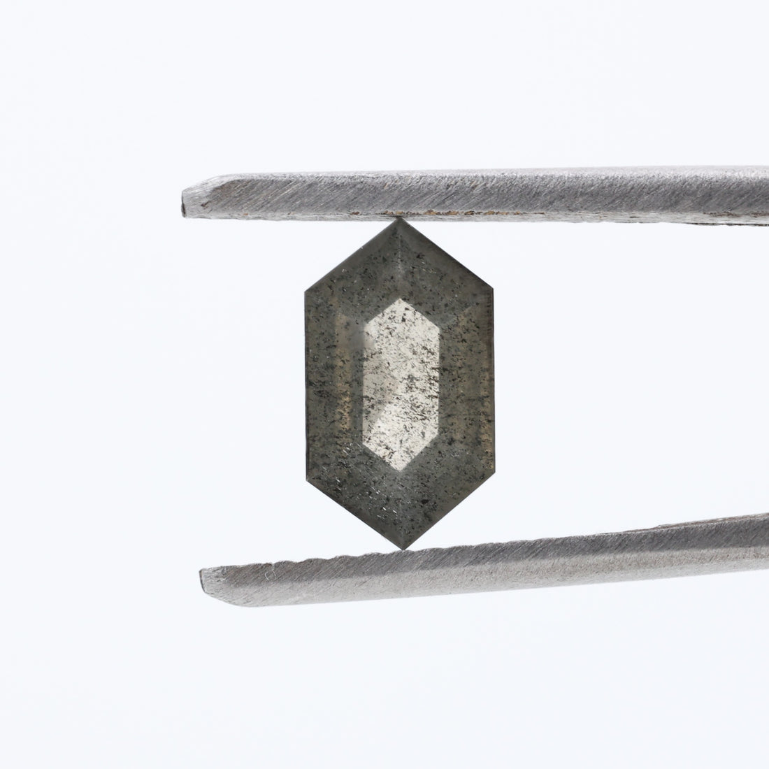 0.80 Ct Salt and Pepper Diamond, Natural Gray Hexagon Cut Loose Diamonds for Minimalist Engagement Ring
