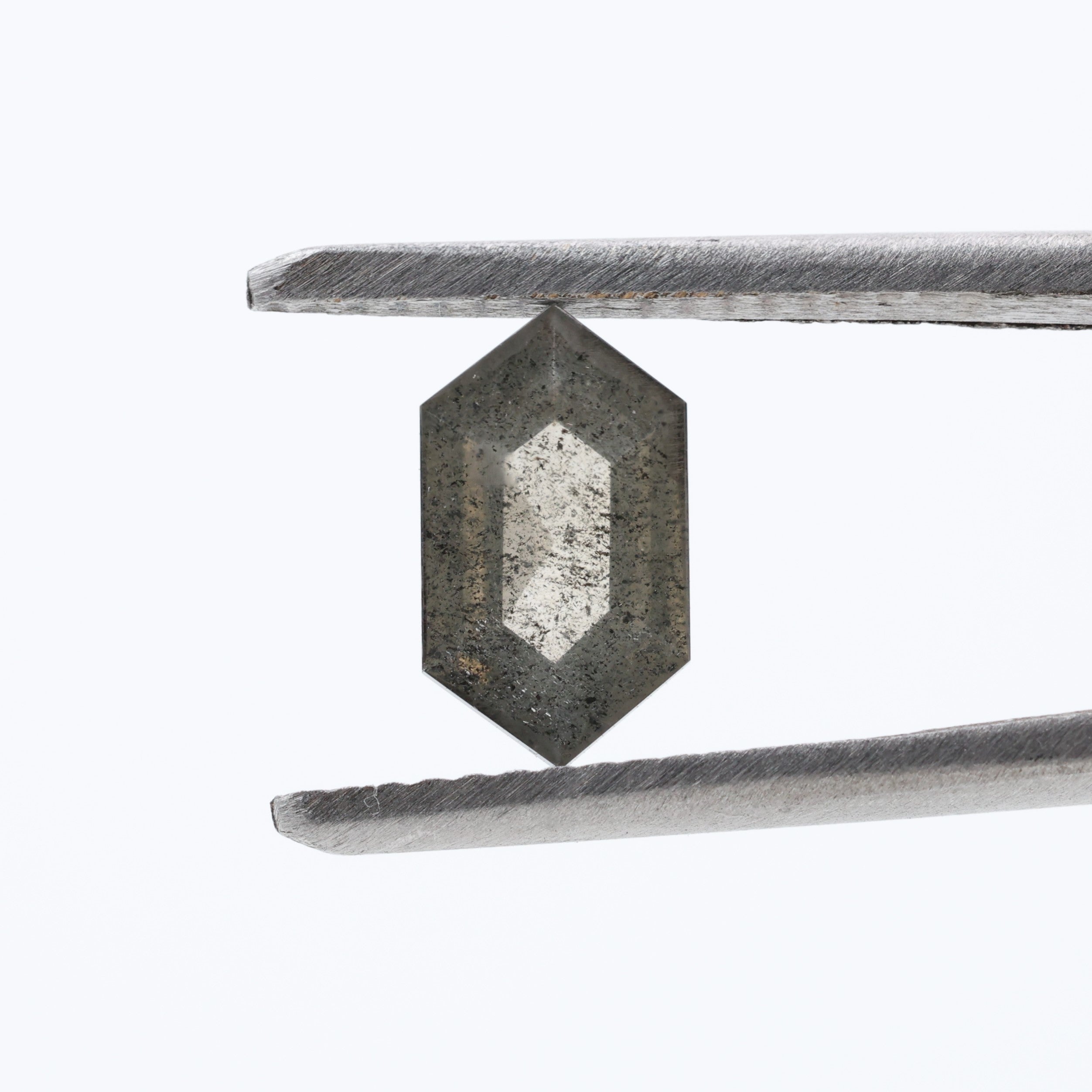 0.80 Ct Salt and Pepper Diamond, Natural Gray Hexagon Cut Loose Diamonds for Minimalist Engagement Ring