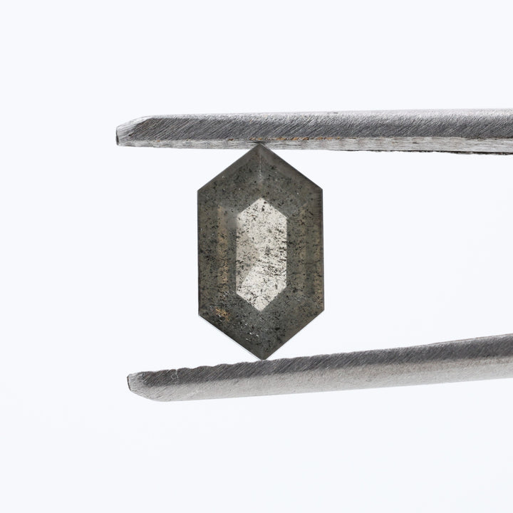 0.80 Ct Salt and Pepper Diamond, Natural Gray Hexagon Cut Loose Diamonds for Minimalist Engagement Ring