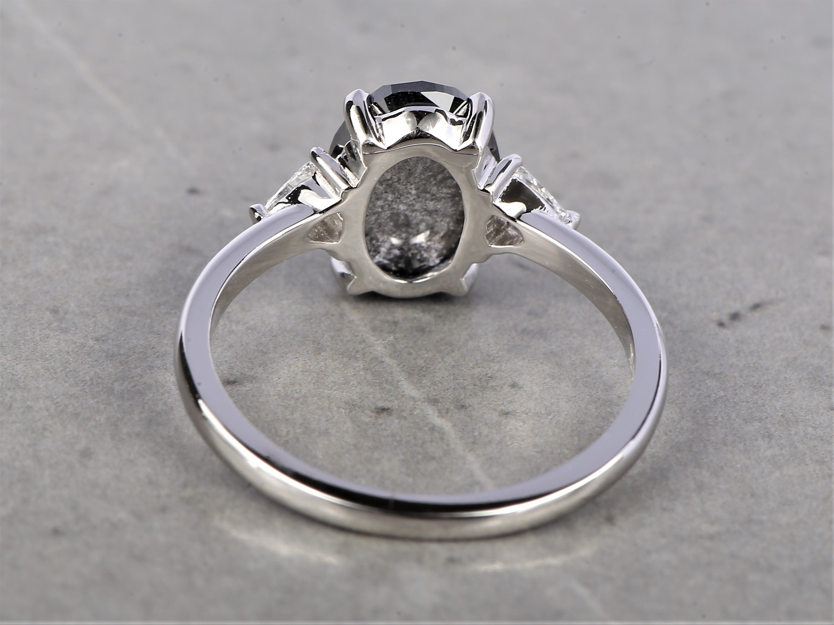 2.46 Ct Salt and Pepper Oval Diamond Ring 14K Gold Anniversary Ring, Natural Gray Diamond Ring, Gift for Her