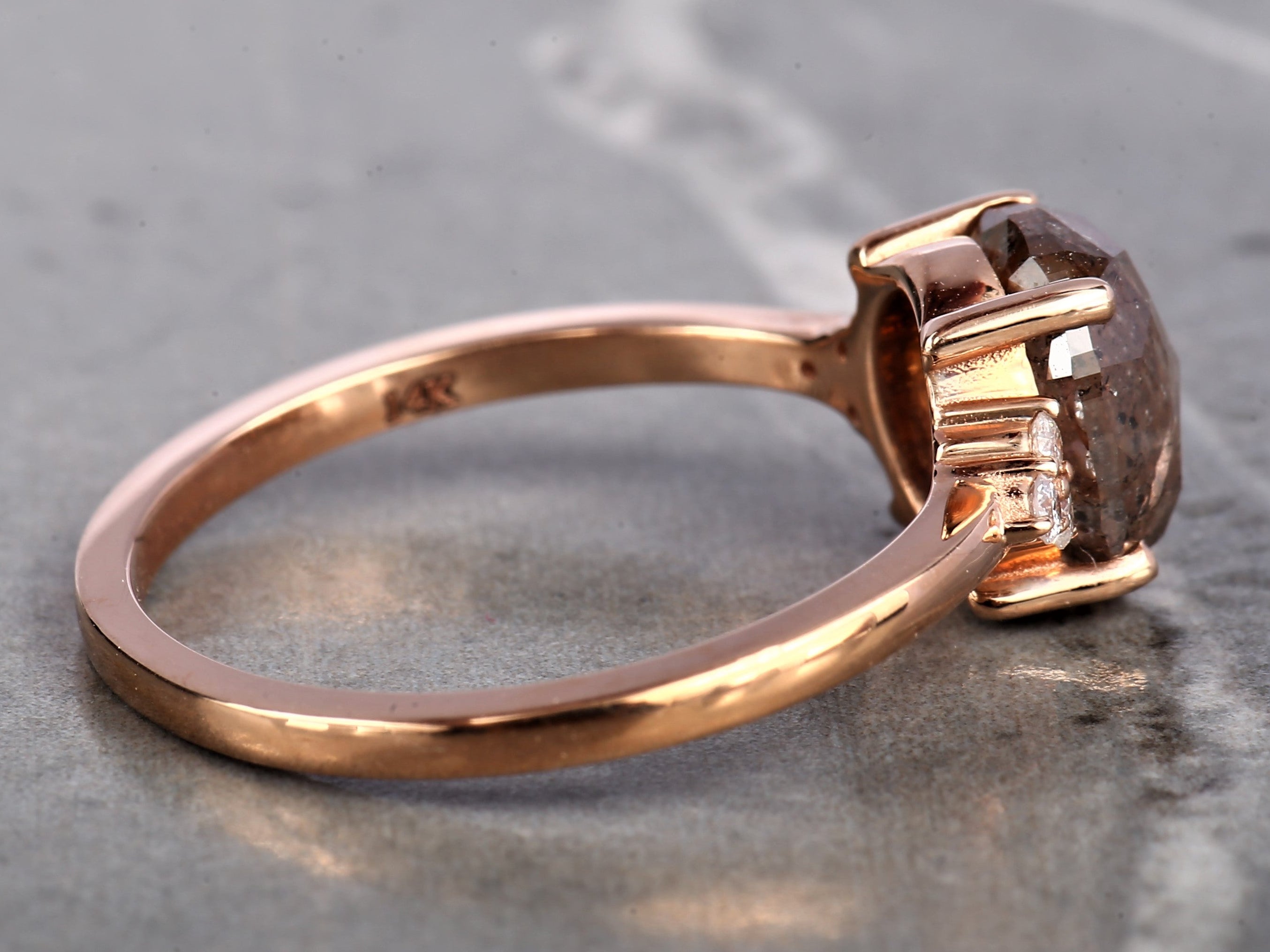 Orange Diamond Ring 14K Gold Engagement Ring, Natural Oval Diamond Ring, Gift for Her