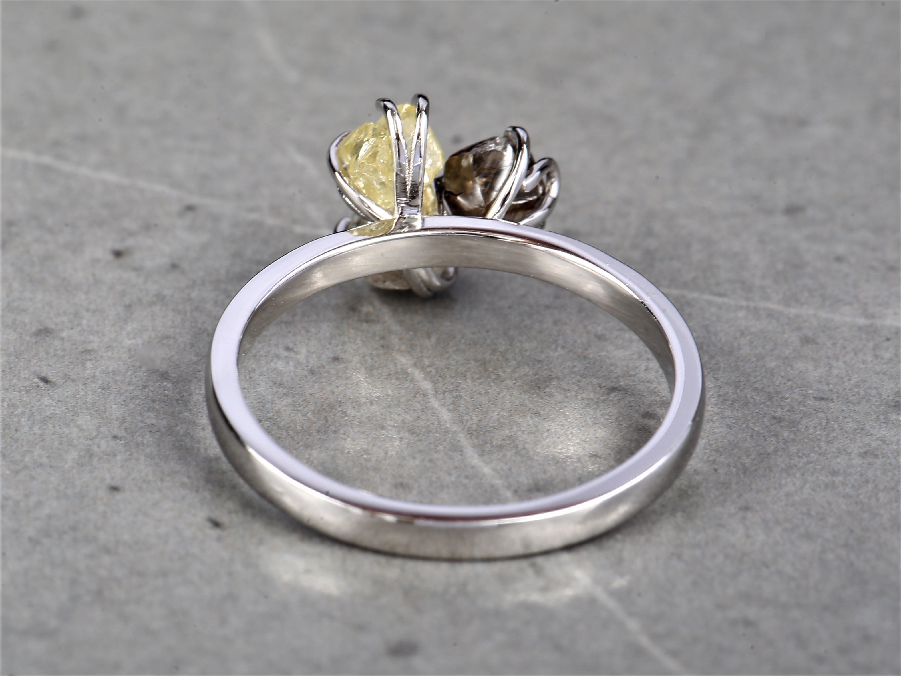 Rough Diamond Ring 14K Gold Anniversary Ring, Natural White Yellow Brown Diamond Ring, Gift for Her
