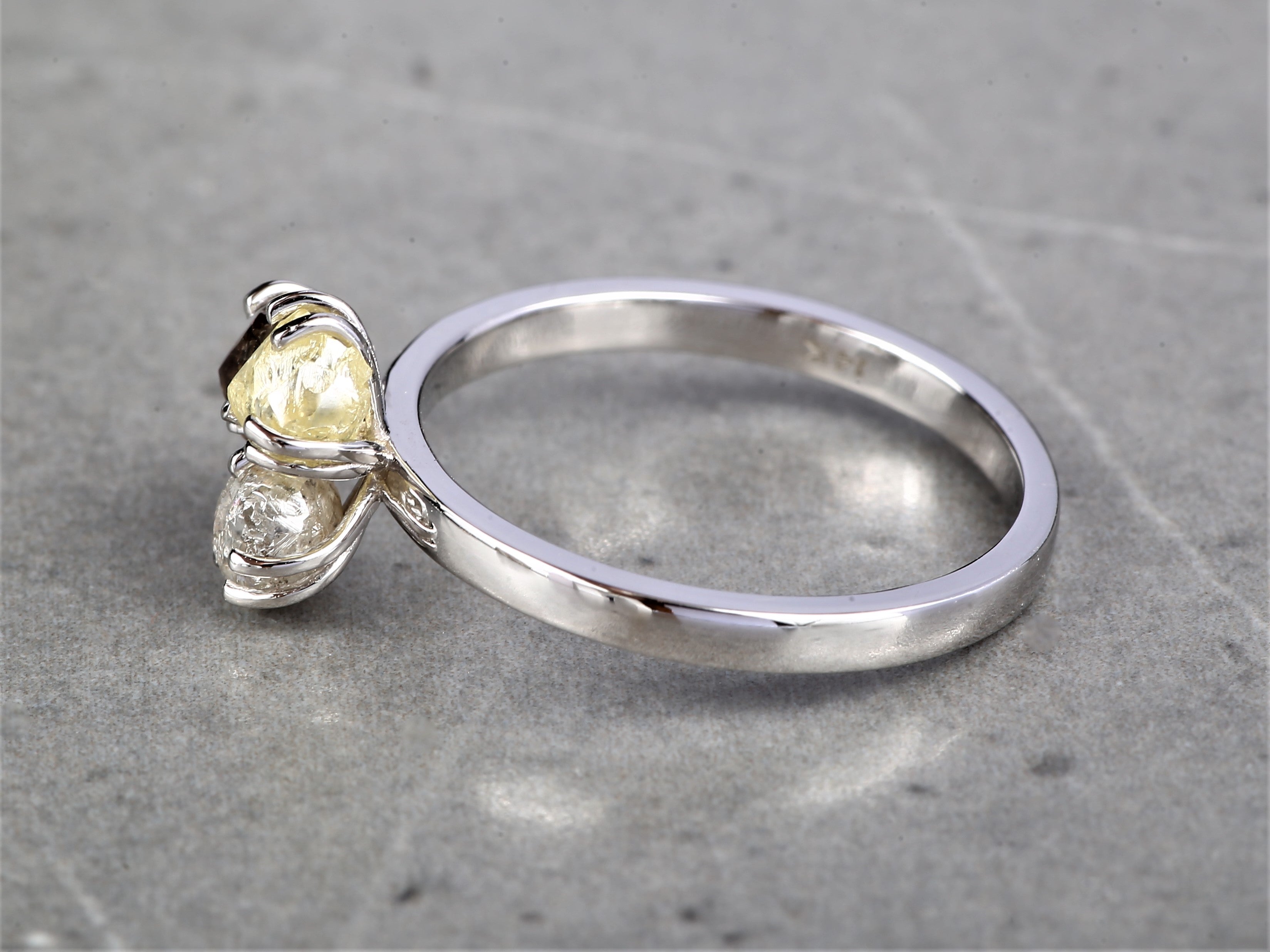 Rough Diamond Ring 14K Gold Anniversary Ring, Natural White Yellow Brown Diamond Ring, Gift for Her