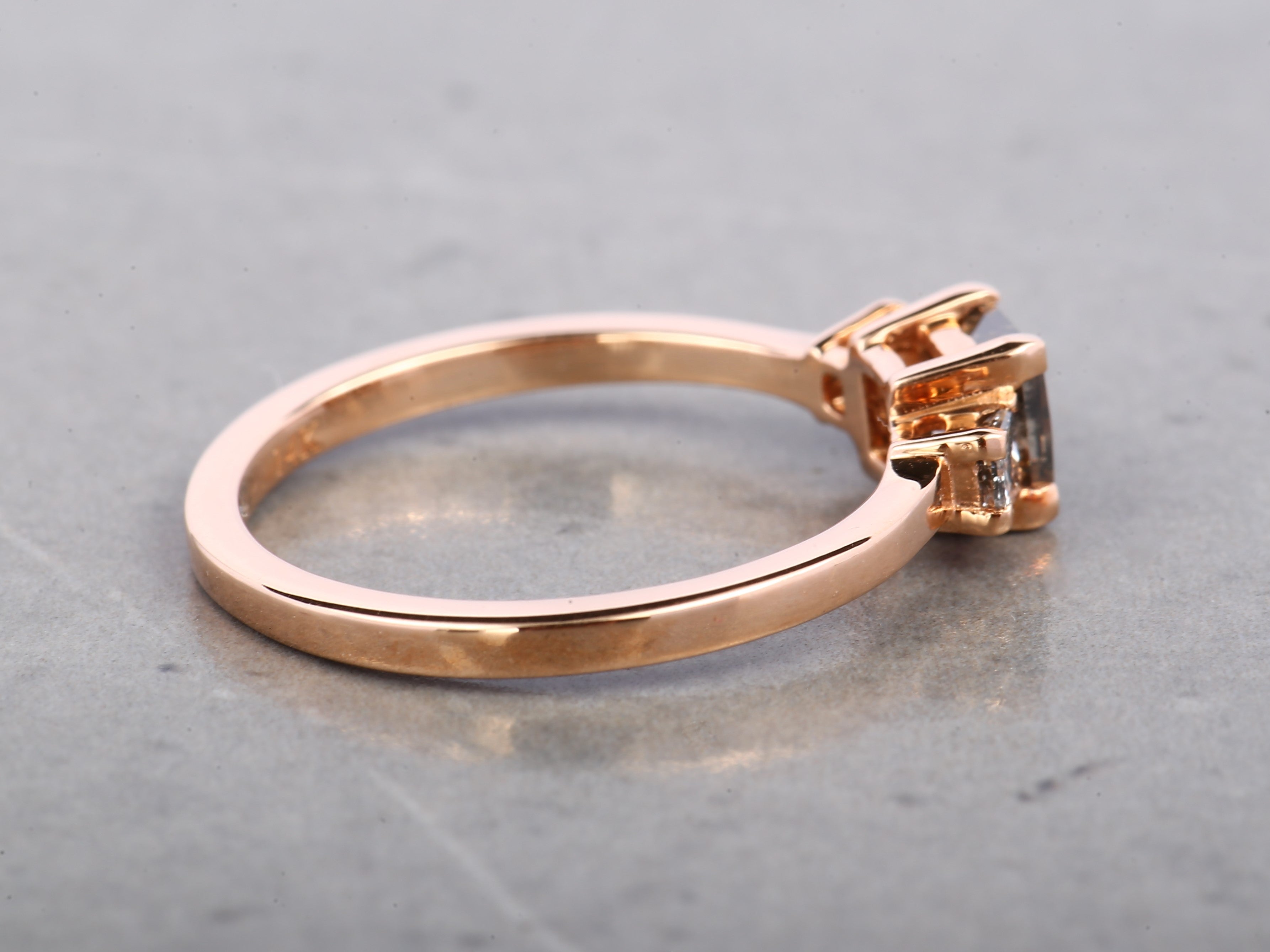 Salt and Pepper Princess Diamond Ring 14K Gold Anniversary Ring, Natural Brown Diamond Ring, Gift for Women