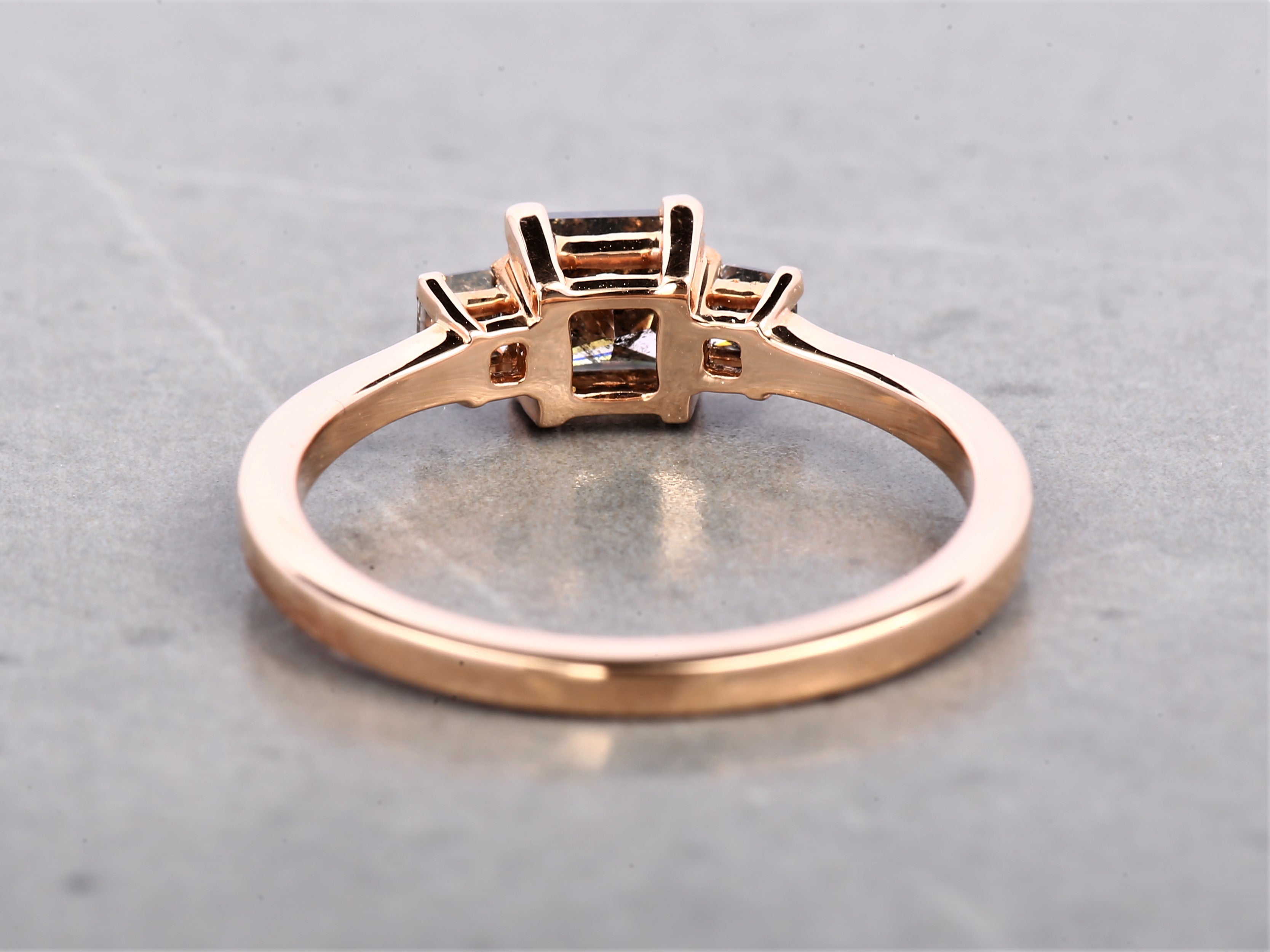Salt and Pepper Princess Diamond Ring 14K Gold Anniversary Ring, Natural Brown Diamond Ring, Gift for Women