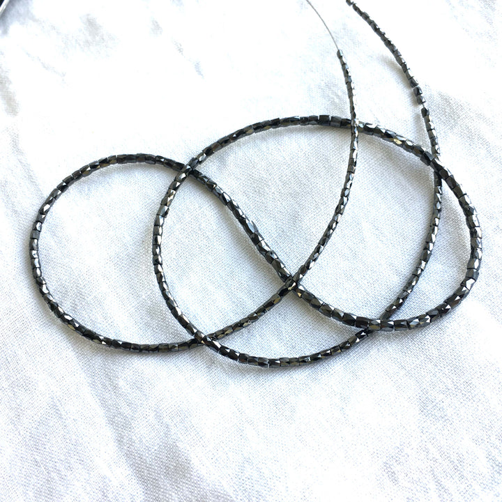 13.00 Ct Natural Black Polished Pipe Tube Loose Diamonds Beads 16" Strand Necklace 1.50 to 2.00 MM Size