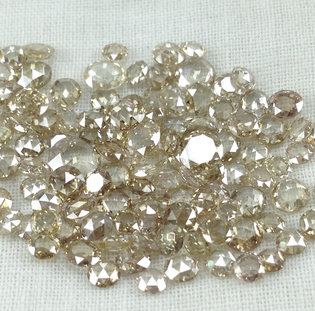 Natural Brown Color VS-SI Clarity Round Rose Cut Loose Diamonds 2.00 to 3.00 MM Size 5.00 Carat Lot