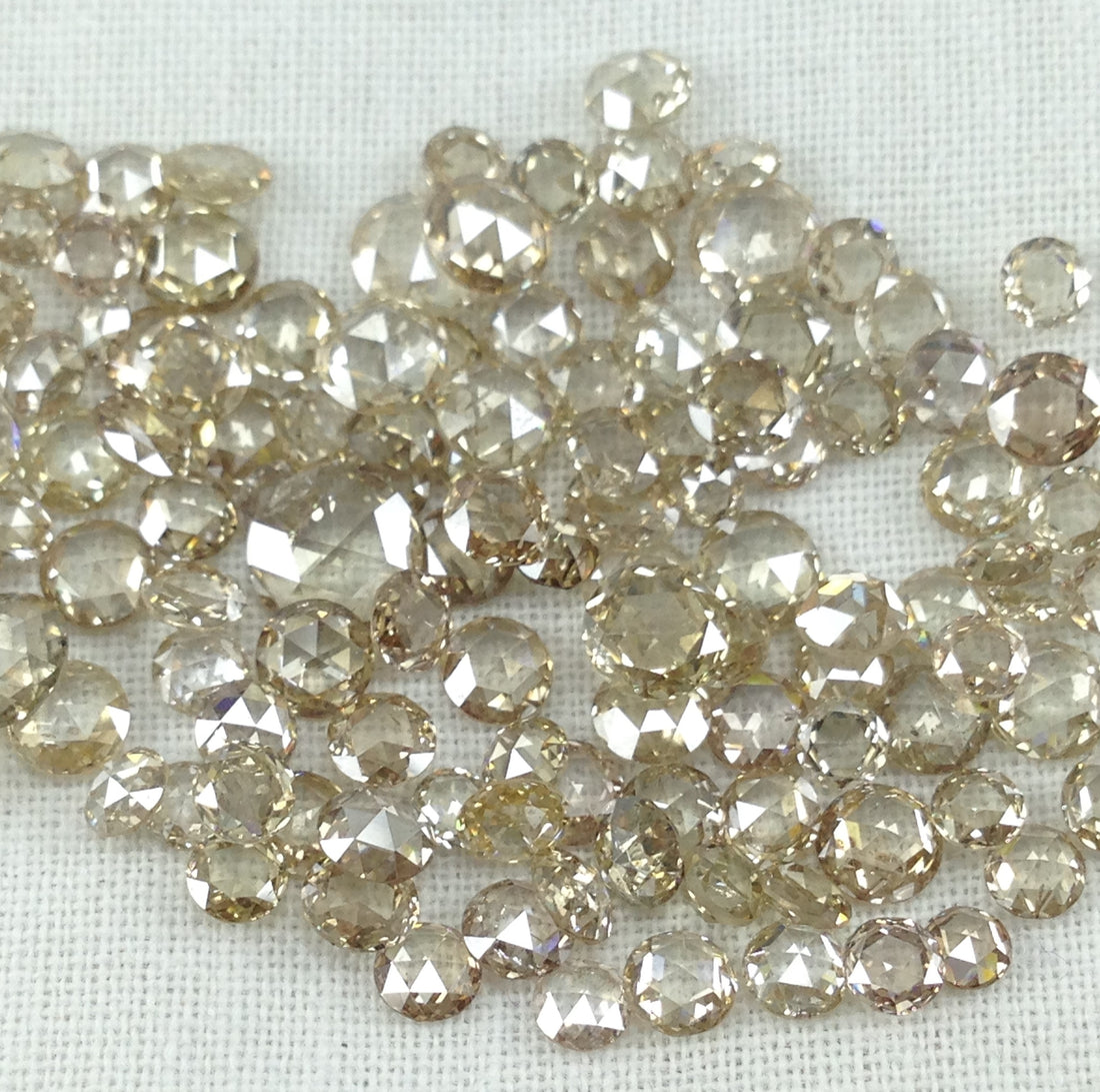 Natural Brown Color VS-SI Clarity Round Rose Cut Loose Diamonds 2.00 to 3.00 MM Size 5.00 Carat Lot