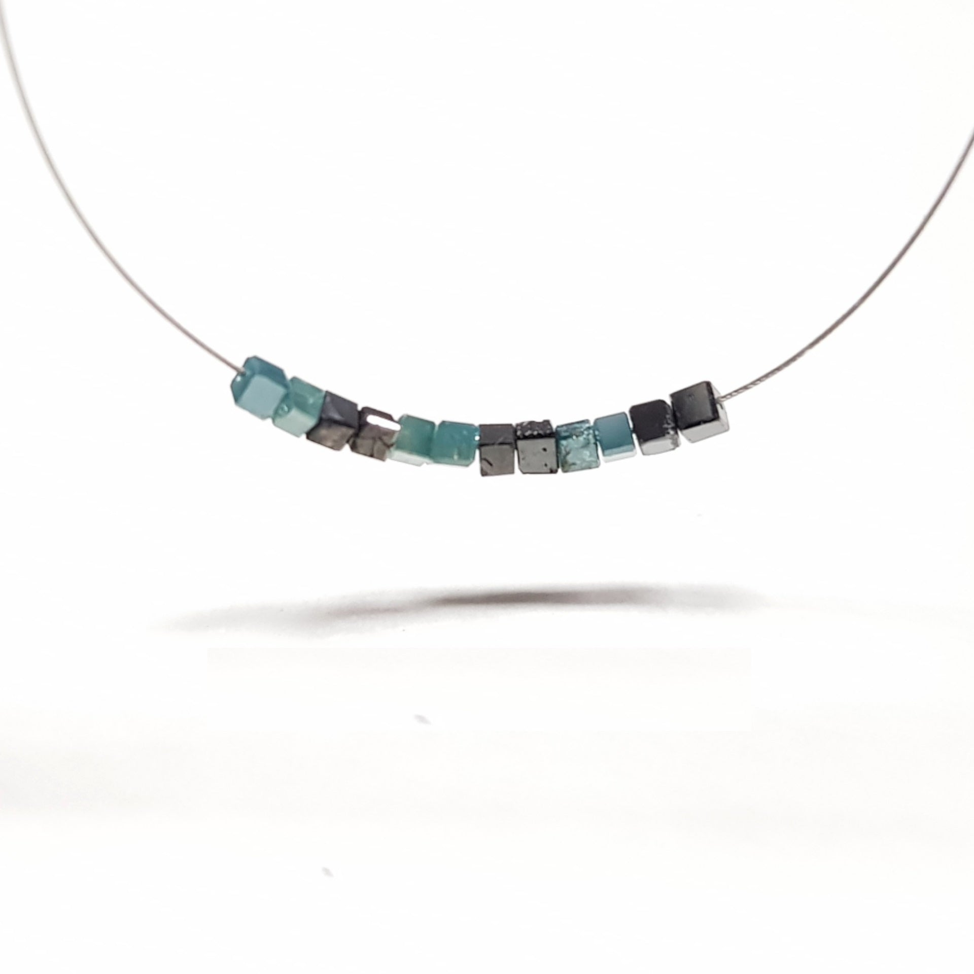 1.00 TCW Lot 1.50 to 2.00 MM Natural Black Blue Faceted Cube Loose Diamonds Beads with Drilled Hole, Sparkling Diamond Beads