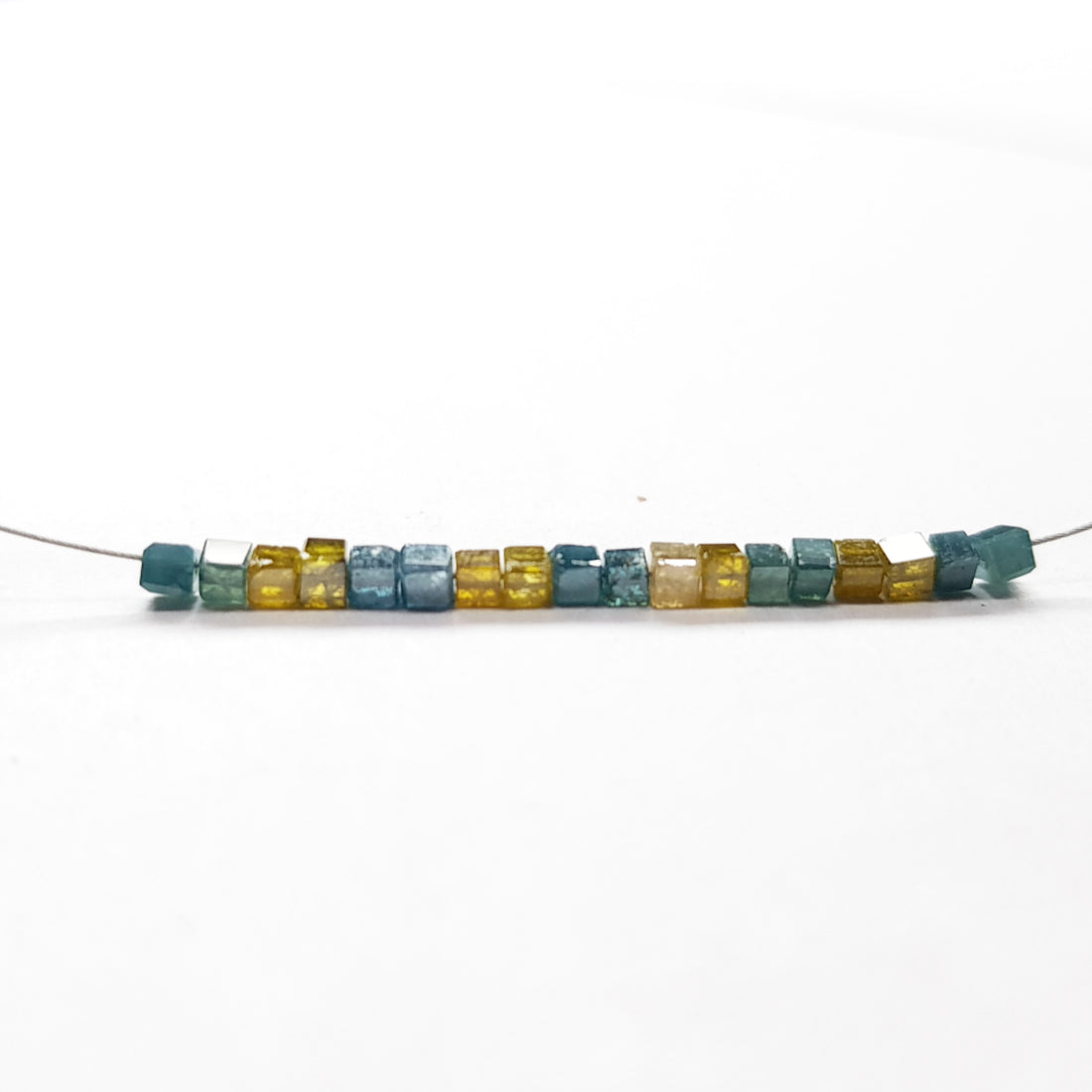 2.00 Ct Lot 1.50 to 2.00 MM Natural Yellow Blue Color Polished Cube Loose Diamonds Beads with Drilled Hole for Jewelry