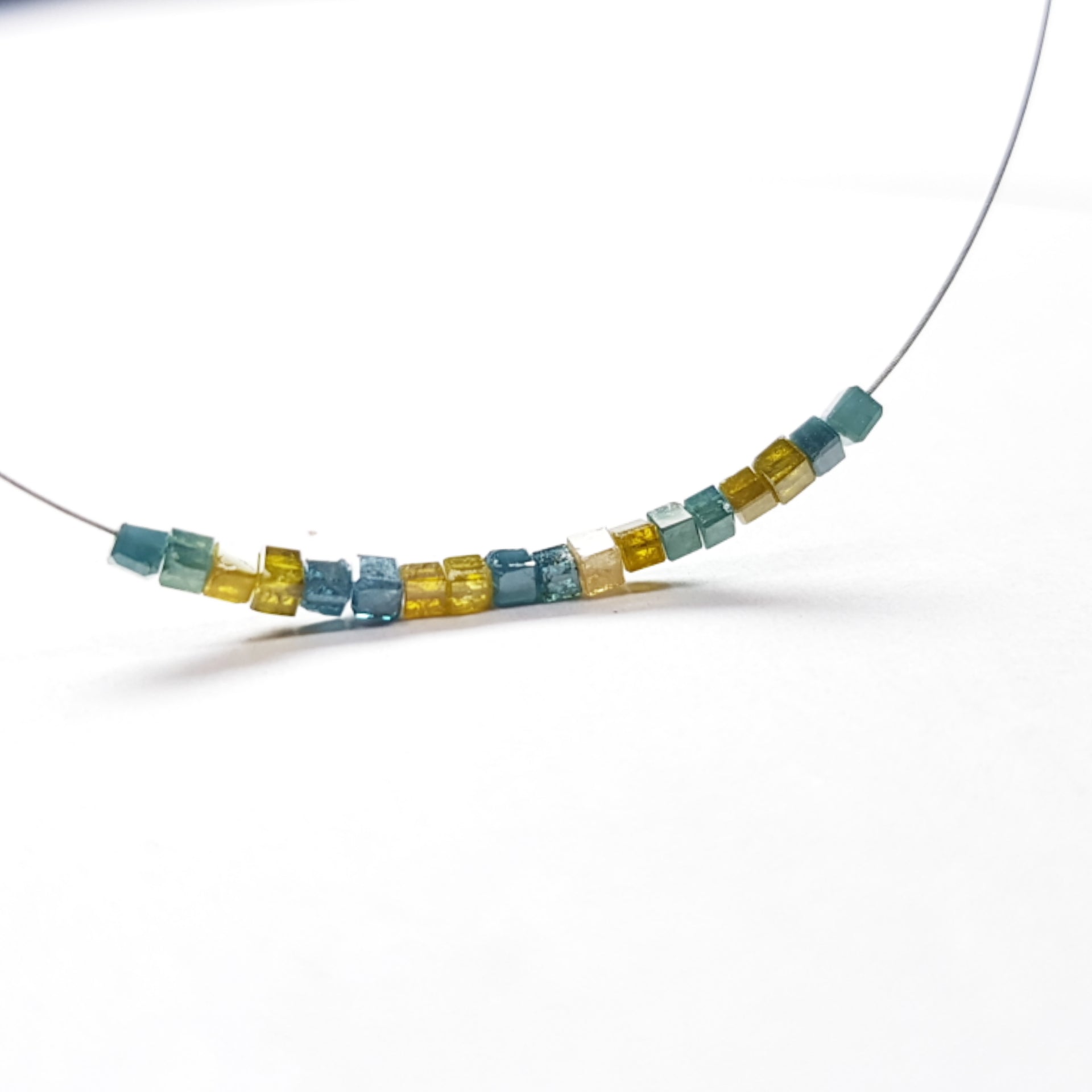 2.00 Ct Lot 1.50 to 2.00 MM Natural Yellow Blue Color Polished Cube Loose Diamonds Beads with Drilled Hole for Jewelry