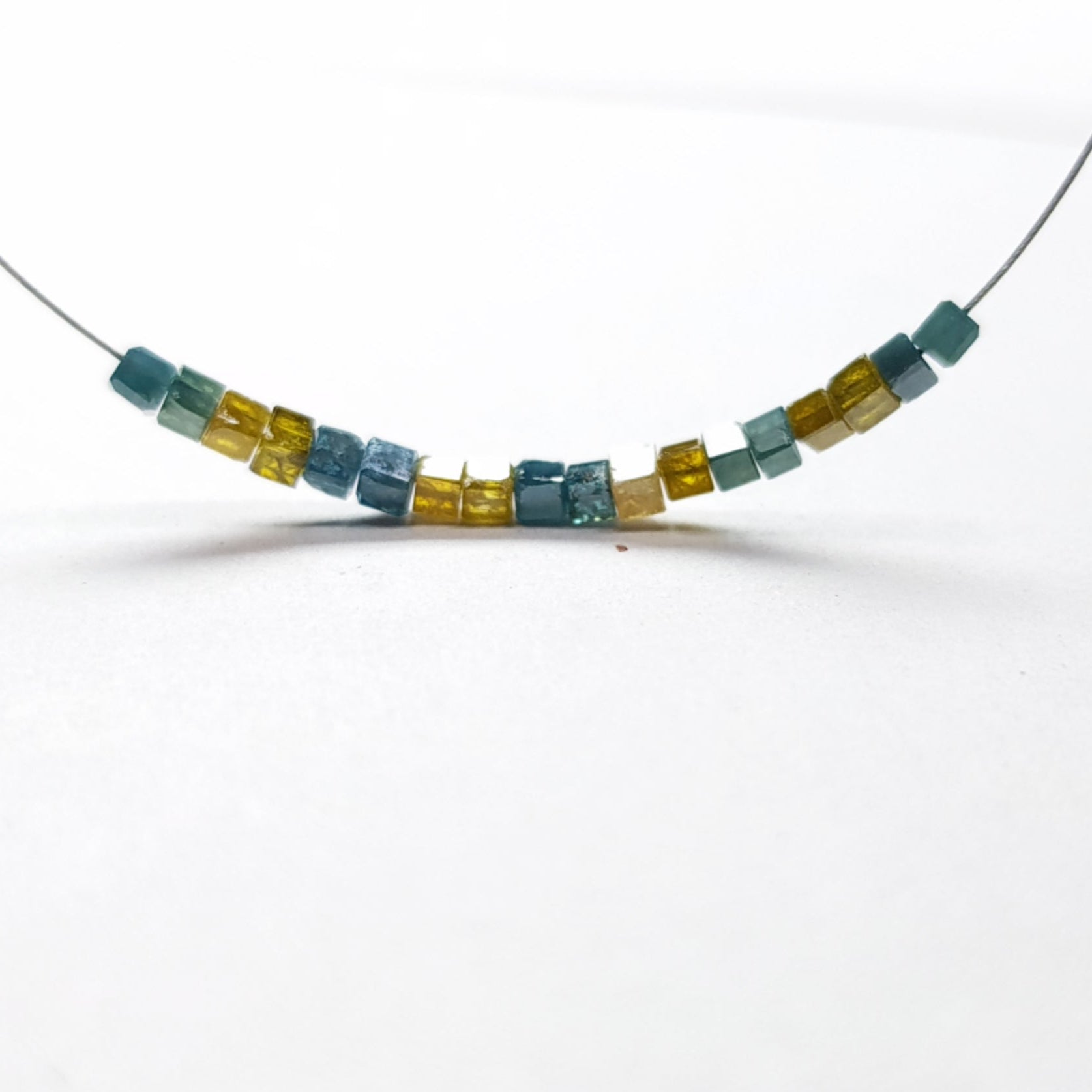 2.00 Ct Lot 1.50 to 2.00 MM Natural Yellow Blue Color Polished Cube Loose Diamonds Beads with Drilled Hole for Jewelry