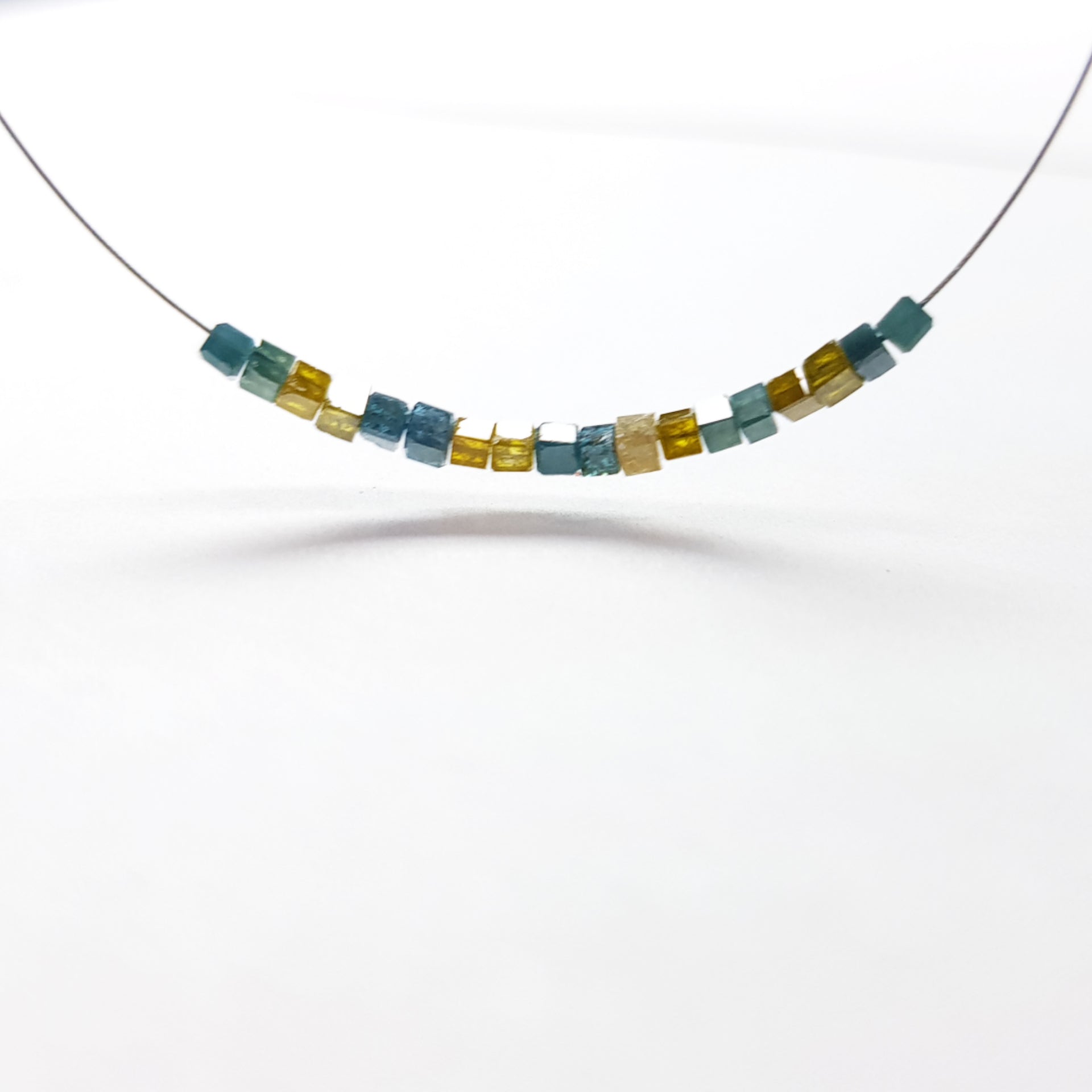 2.00 Ct Lot 1.50 to 2.00 MM Natural Yellow Blue Color Polished Cube Loose Diamonds Beads with Drilled Hole for Jewelry