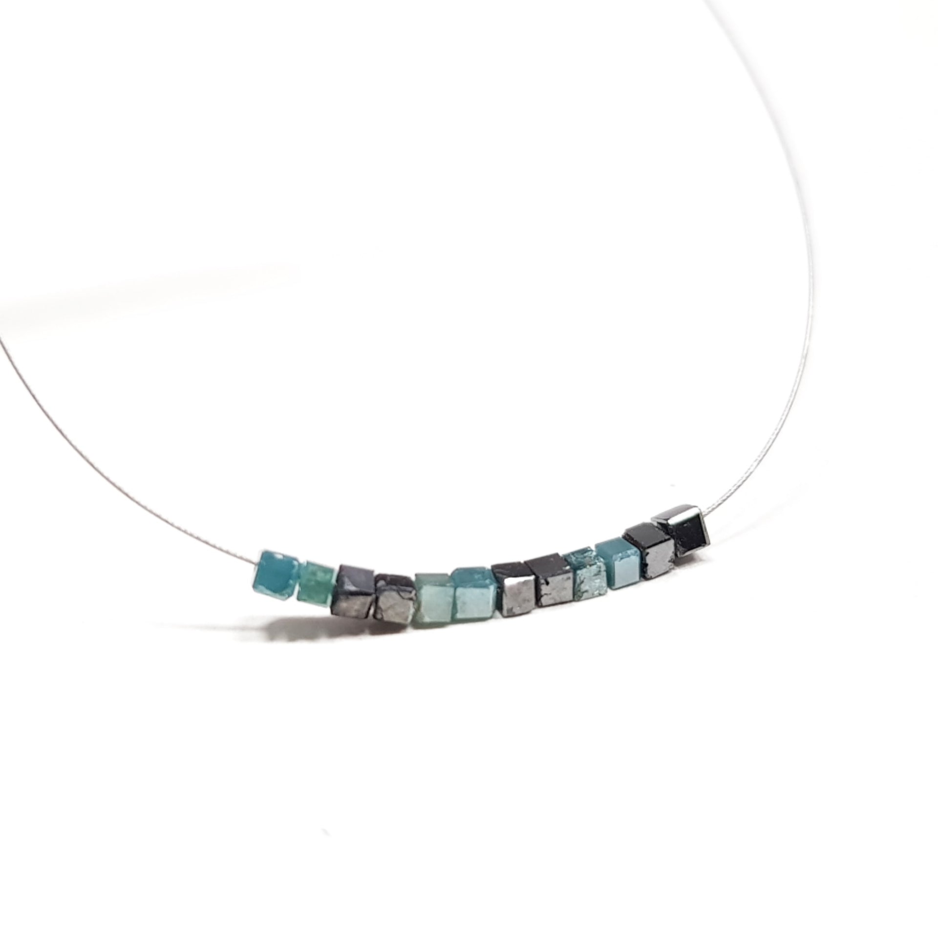 1.00 TCW Lot 1.50 to 2.00 MM Natural Black Blue Faceted Cube Loose Diamonds Beads with Drilled Hole, Sparkling Diamond Beads