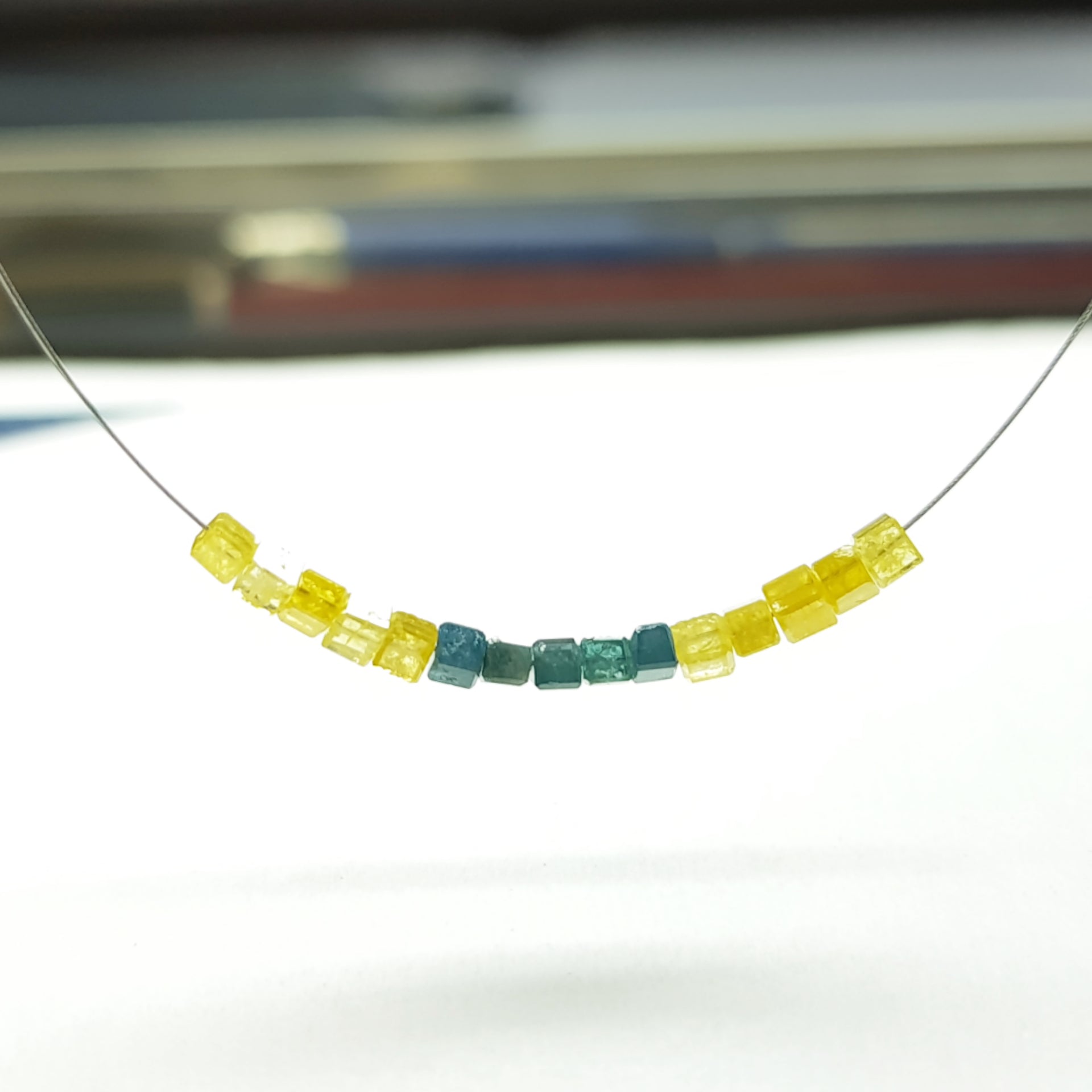 1.00 TCW Lot 1.50 to 2.00 MM Natural Yellow Blue Color Polished Cube Loose Diamonds Beads with Drilled Hole for Jewelry