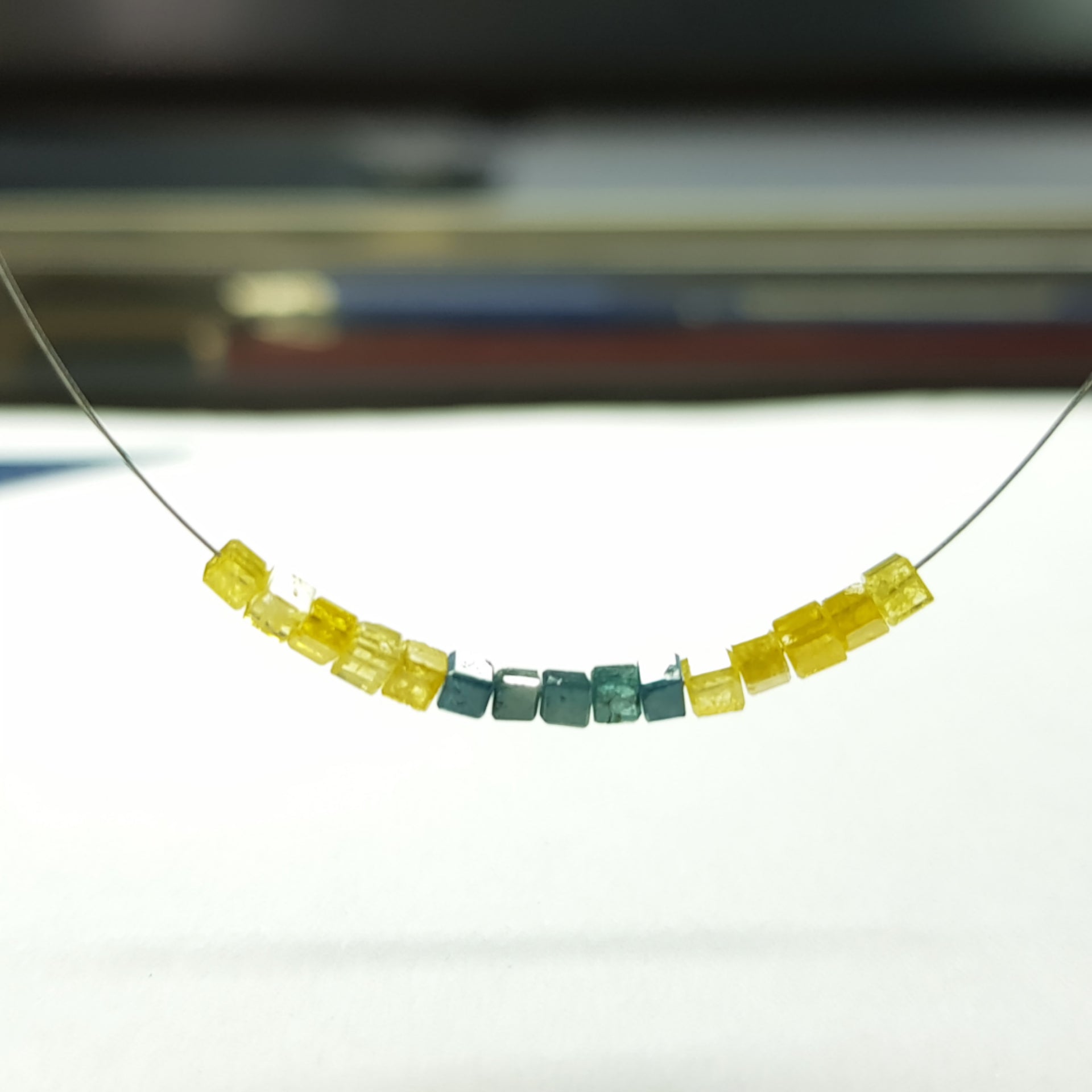 1.00 TCW Lot 1.50 to 2.00 MM Natural Yellow Blue Color Polished Cube Loose Diamonds Beads with Drilled Hole for Jewelry