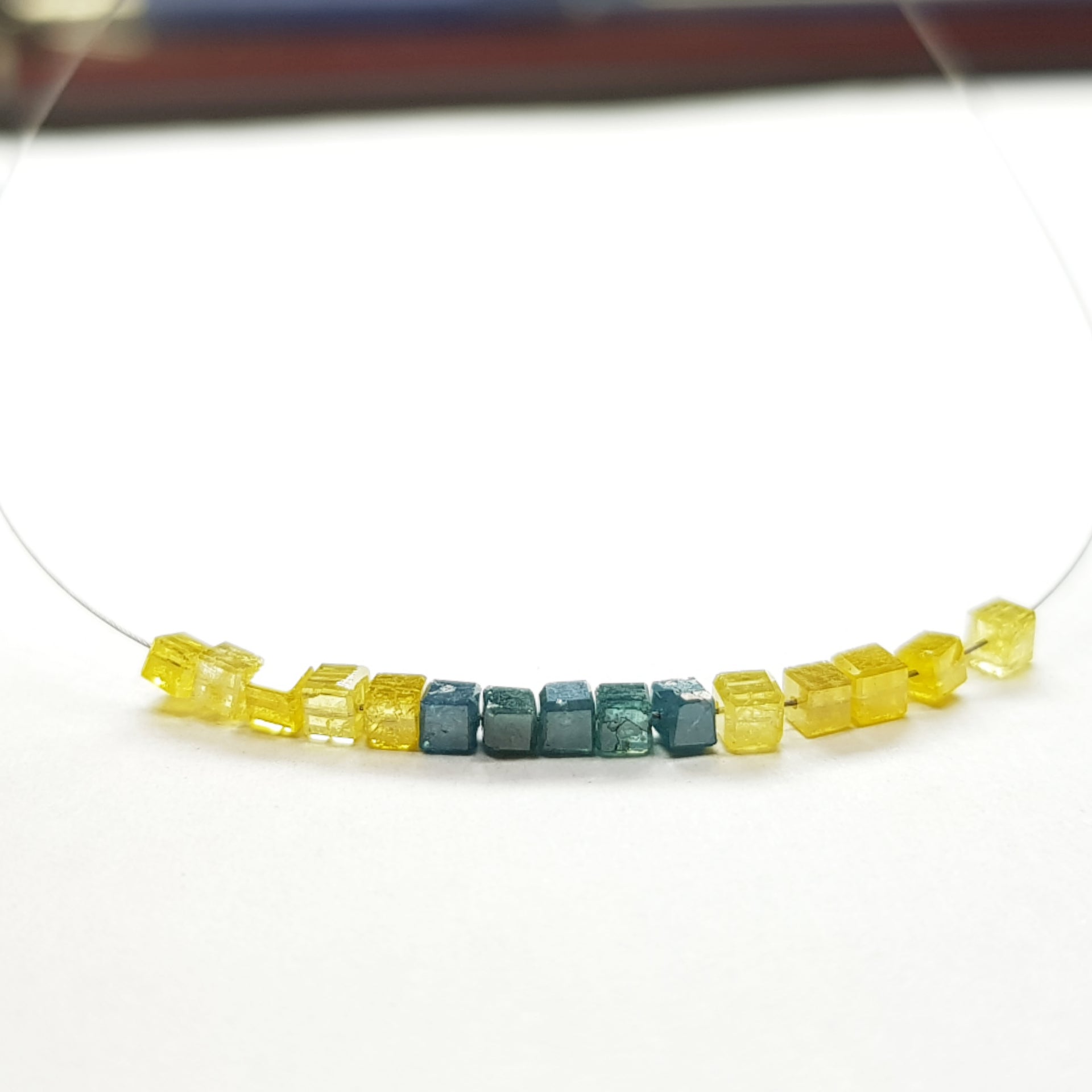 1.00 TCW Lot 1.50 to 2.00 MM Natural Yellow Blue Color Polished Cube Loose Diamonds Beads with Drilled Hole for Jewelry