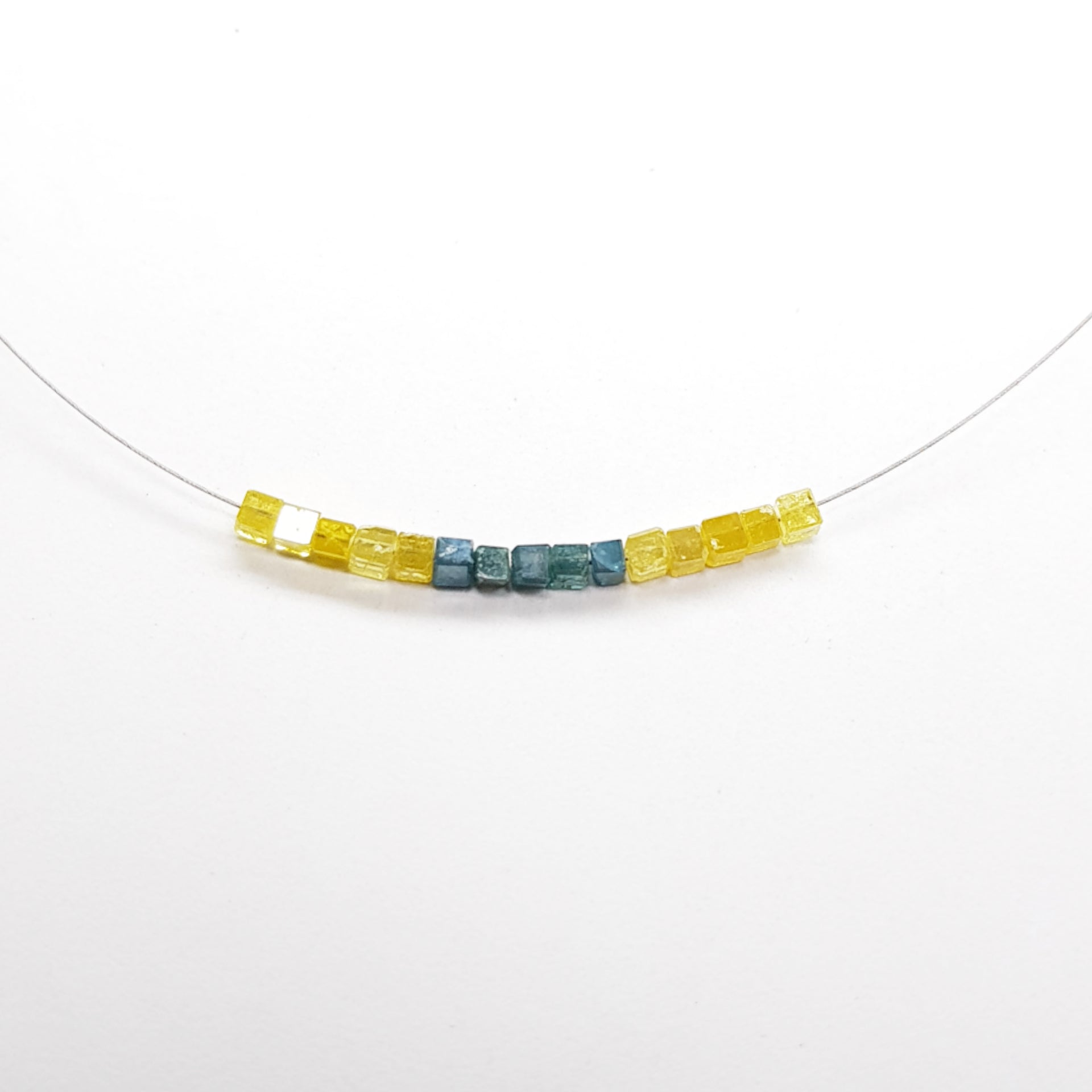 1.00 TCW Lot 1.50 to 2.00 MM Natural Yellow Blue Color Polished Cube Loose Diamonds Beads with Drilled Hole for Jewelry