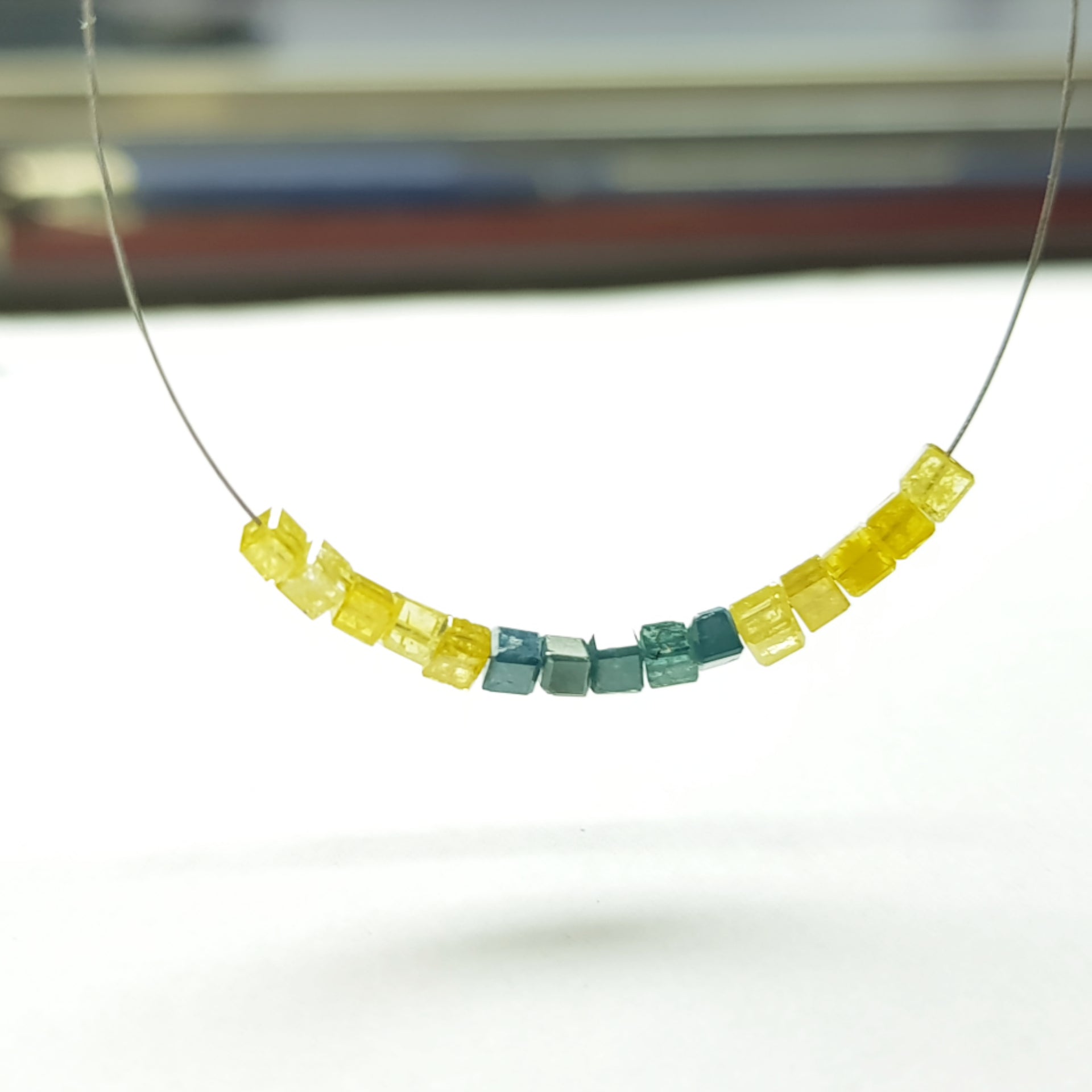 1.00 TCW Lot 1.50 to 2.00 MM Natural Yellow Blue Color Polished Cube Loose Diamonds Beads with Drilled Hole for Jewelry