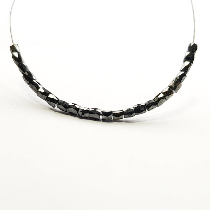 3.00 Ct Fancy Black Color Tube Loose Diamond Beads wt Drilled Hole For Strand Necklace