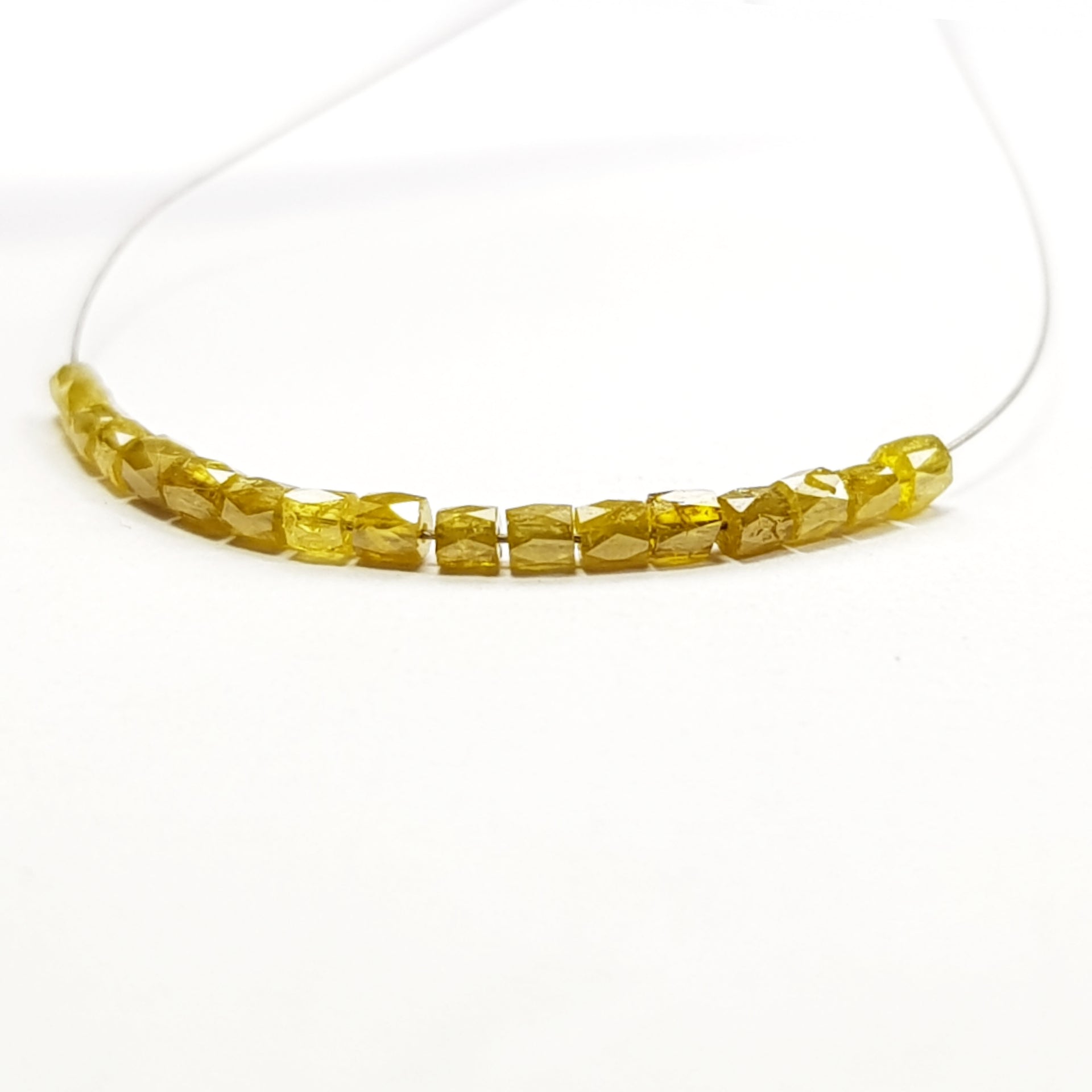 1.00 Ct Lot Natural Yellow Color Tube Diamond Beads wt Drilled Hole For Jewelry