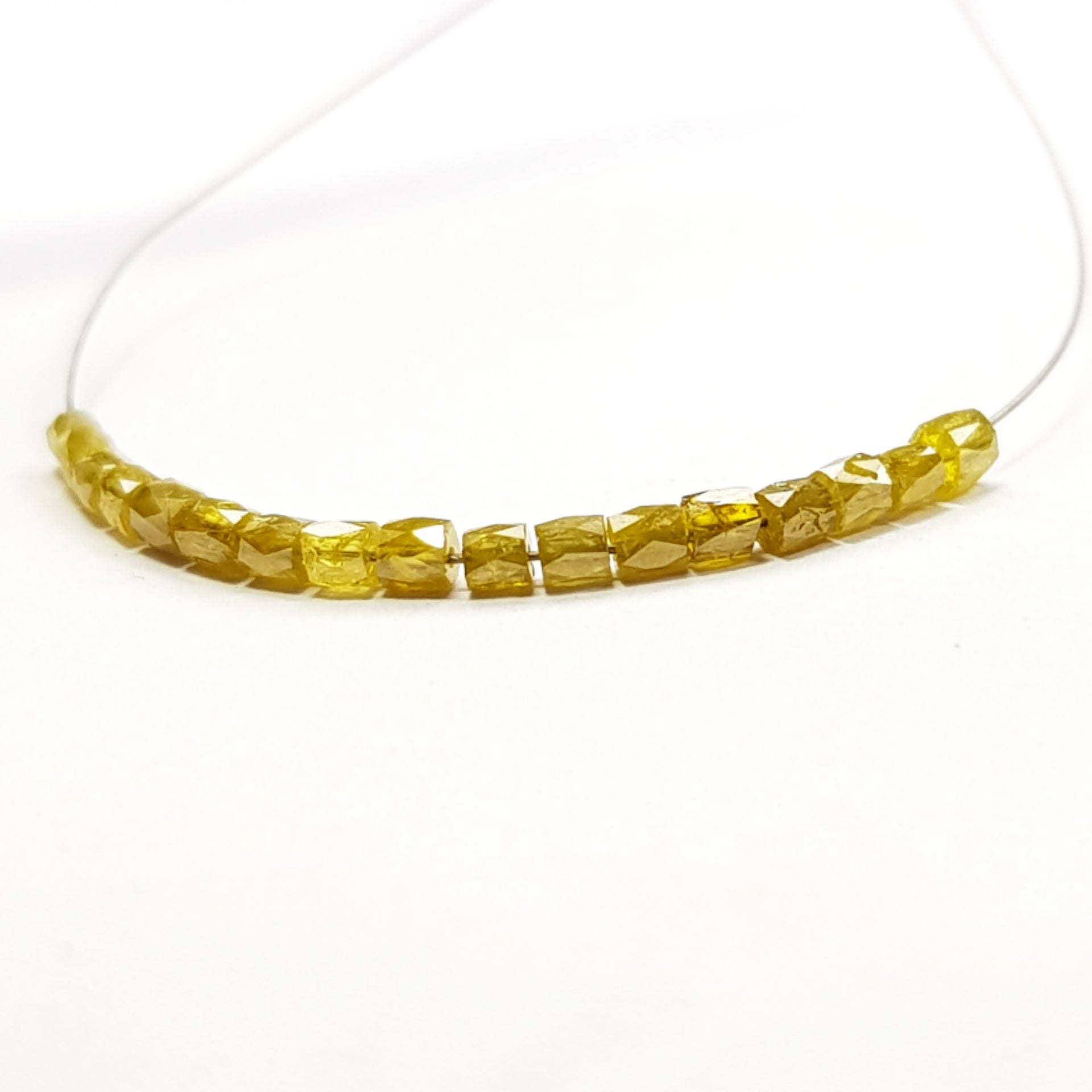 1.00 Ct Lot Natural Yellow Color Tube Diamond Beads wt Drilled Hole For Jewelry