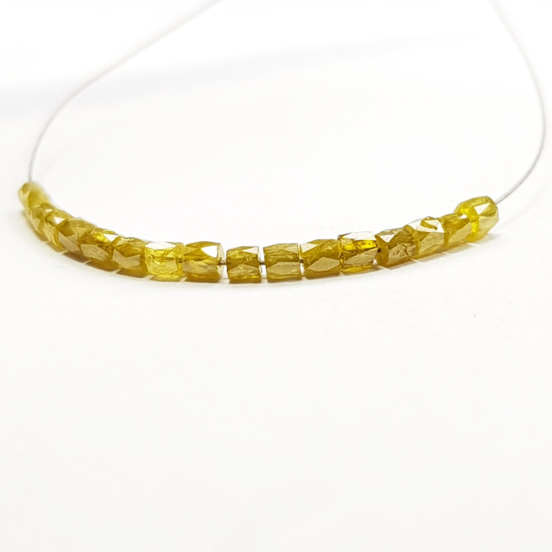 1.00 Ct Lot Natural Yellow Color Tube Diamond Beads wt Drilled Hole For Jewelry