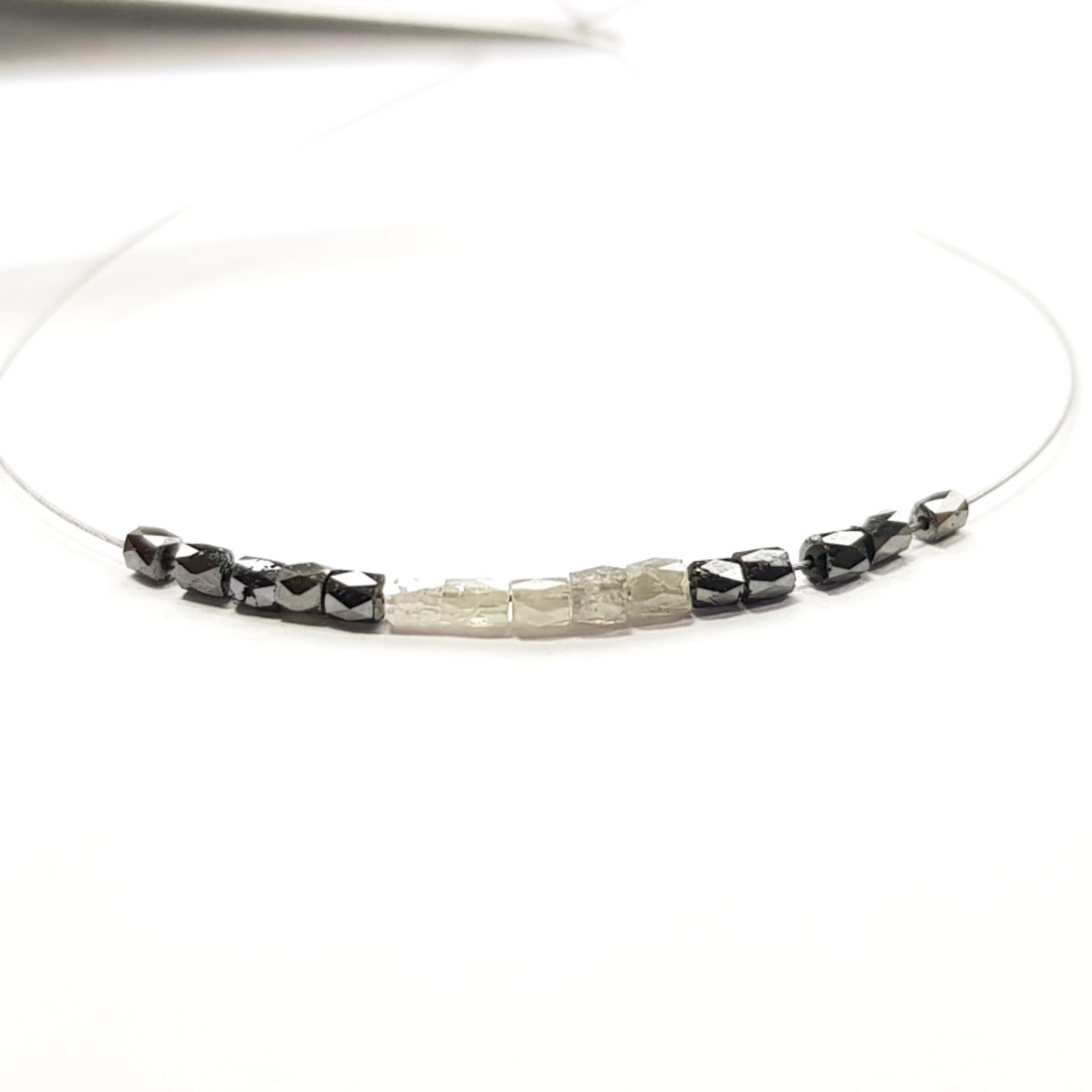 1.00 Carat Lot Natural Grey Black Color Tube Diamond Beads wt Drilled Hole