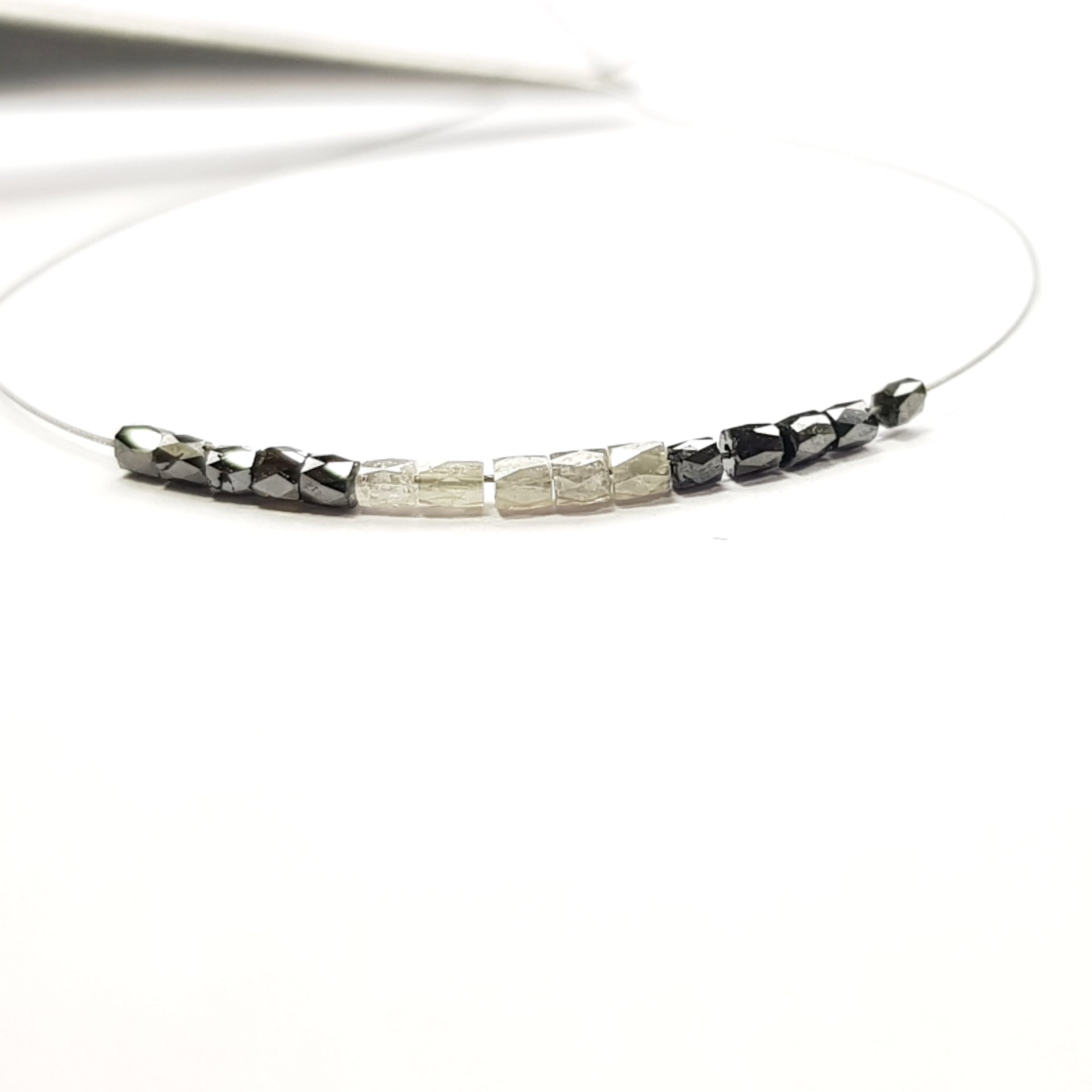 1.00 Carat Lot Natural Grey Black Color Tube Diamond Beads wt Drilled Hole