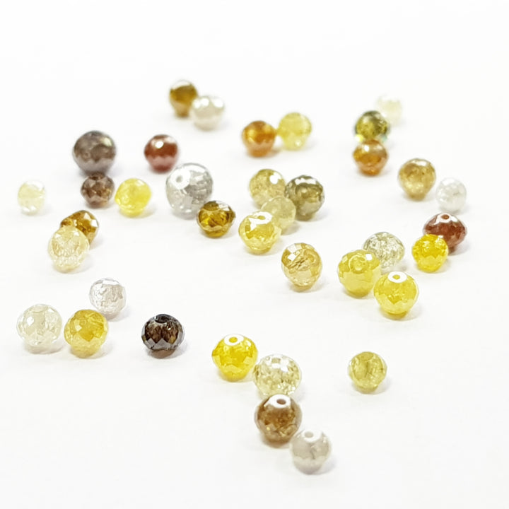 5.00+ Ct Lot Natural Multi Color Round Polished Loose Diamonds Beads Drilled for Strand Necklace Chain