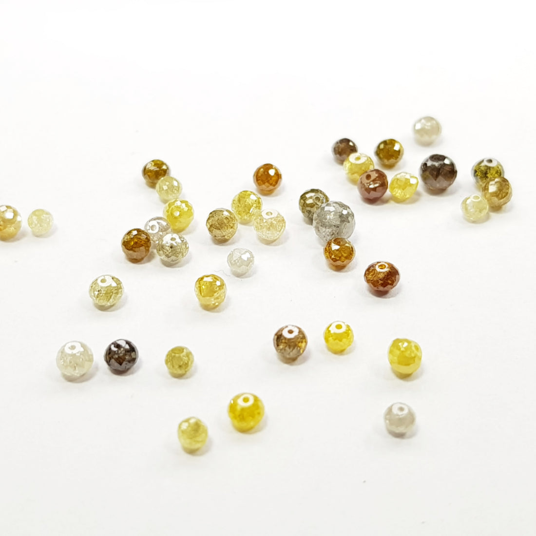 5.00 Ct Natural Yellow White Gray Light Reddish Round Ball's Loose Diamond Beads wt Drilled