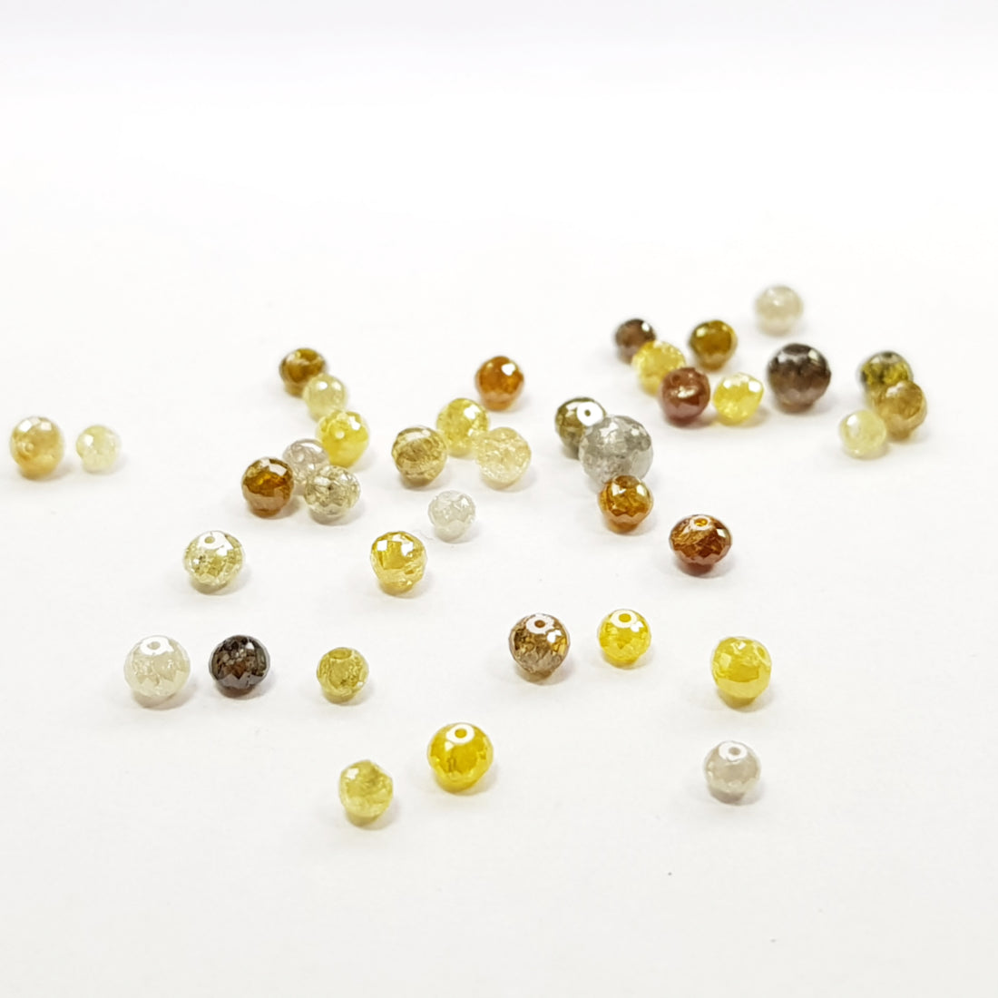5.00 Ct Natural Yellow White Gray Light Reddish Round Ball's Loose Diamond Beads wt Drilled