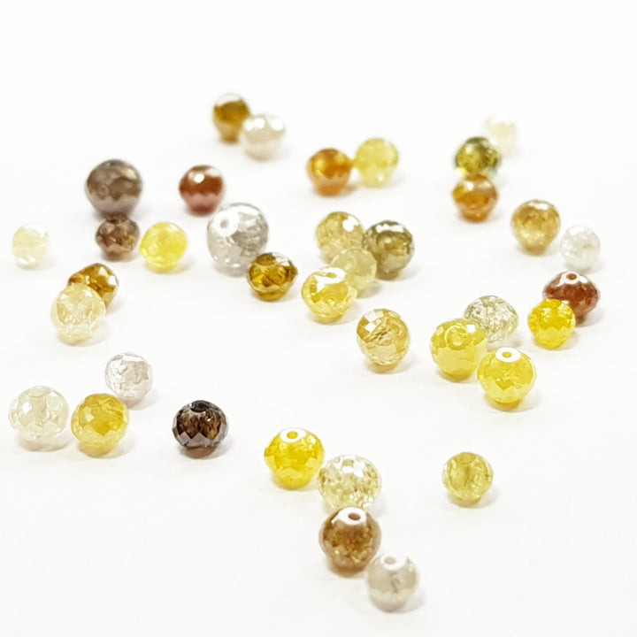 5.00 Ct Natural Yellow White Gray Light Reddish Round Ball's Loose Diamond Beads wt Drilled