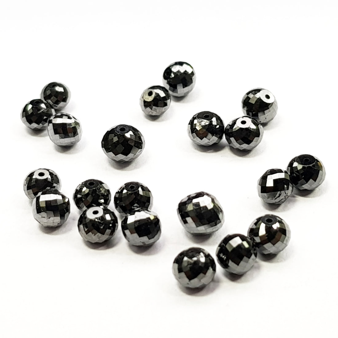 3.00 MM Each Natural Black Round Ball's Cut Loose Diamonds Beads For Strand Necklace Chain, 10 Pcs.
