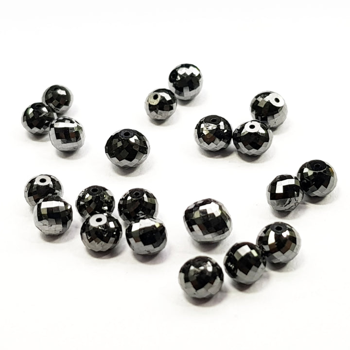 3.00 MM Each Natural Black Round Ball's Cut Loose Diamonds Beads For Strand Necklace Chain, 10 Pcs.