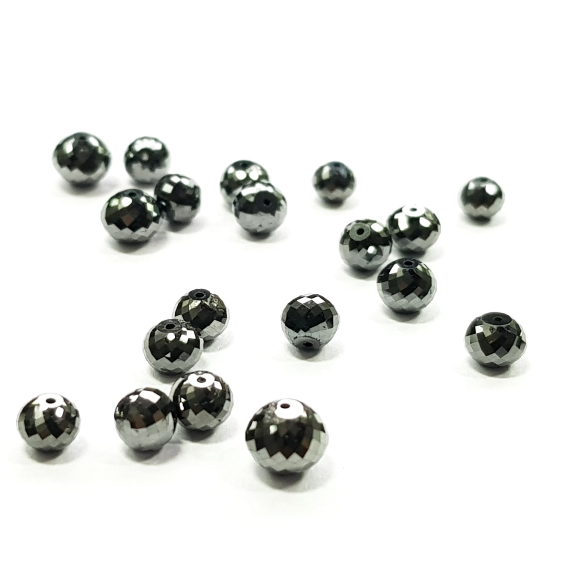 4.00 MM Each Natural Black Round Ball's Cut Loose Diamonds Beads For Strand Necklace Chain, 10 Pcs.