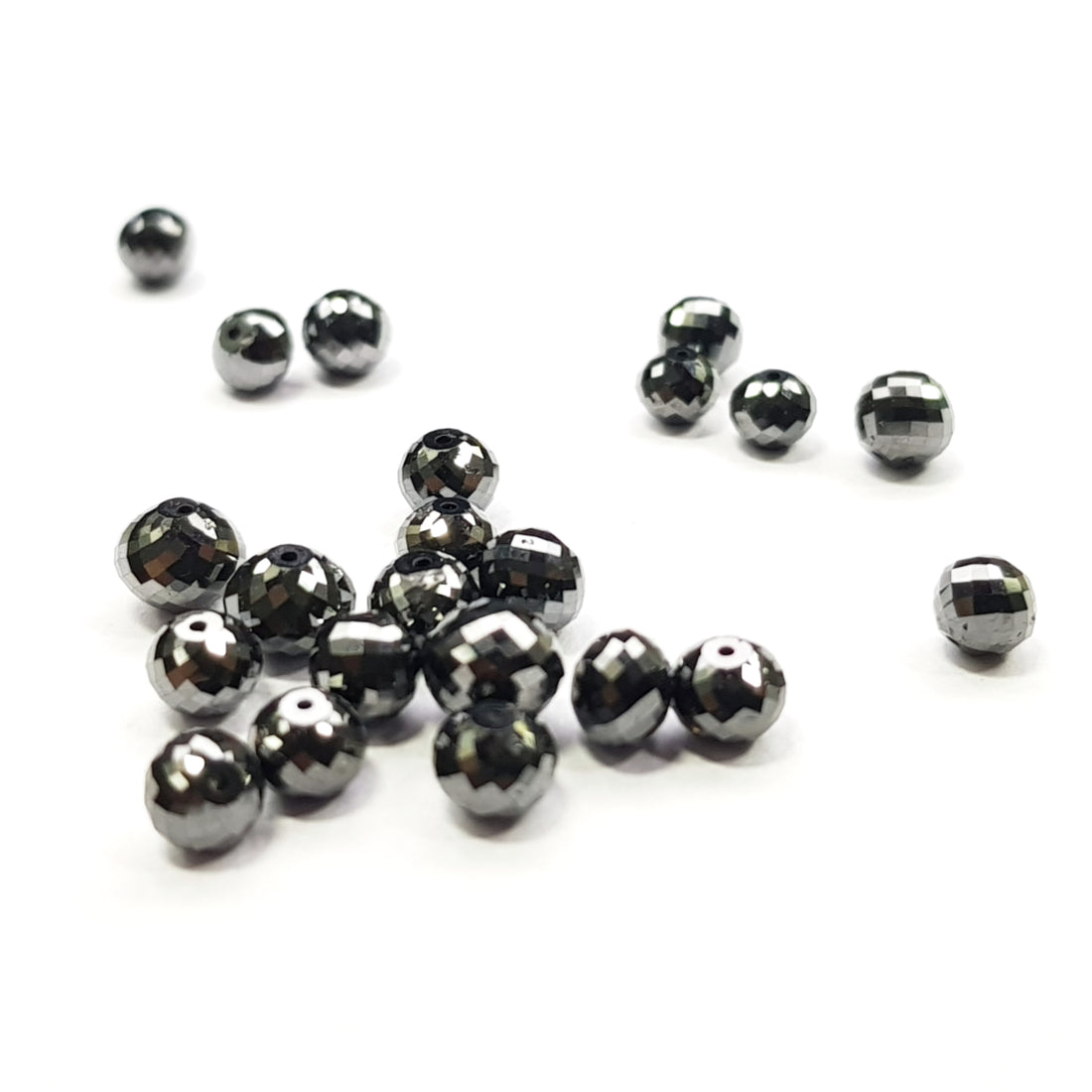 3.00 MM Each Natural Black Round Ball's Cut Loose Diamonds Beads For Strand Necklace Chain, 10 Pcs.