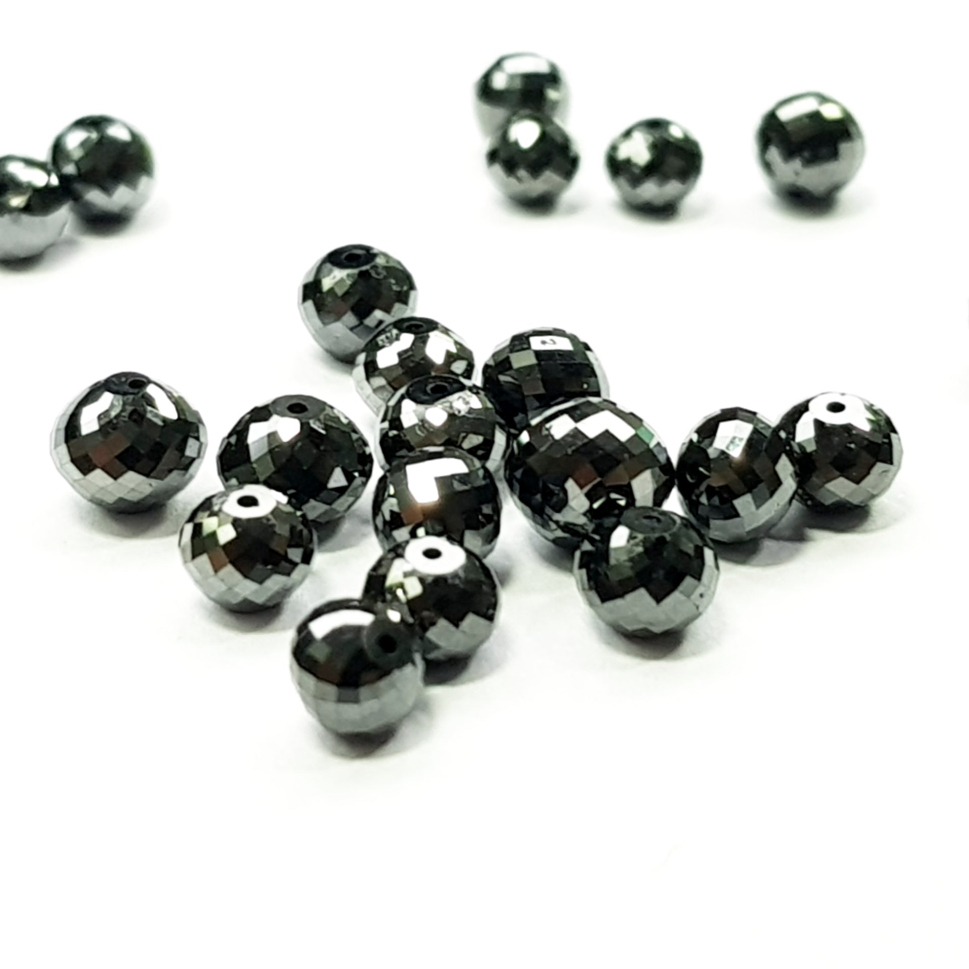 4.00 MM Each Natural Black Round Ball's Cut Loose Diamonds Beads For Strand Necklace Chain, 10 Pcs.