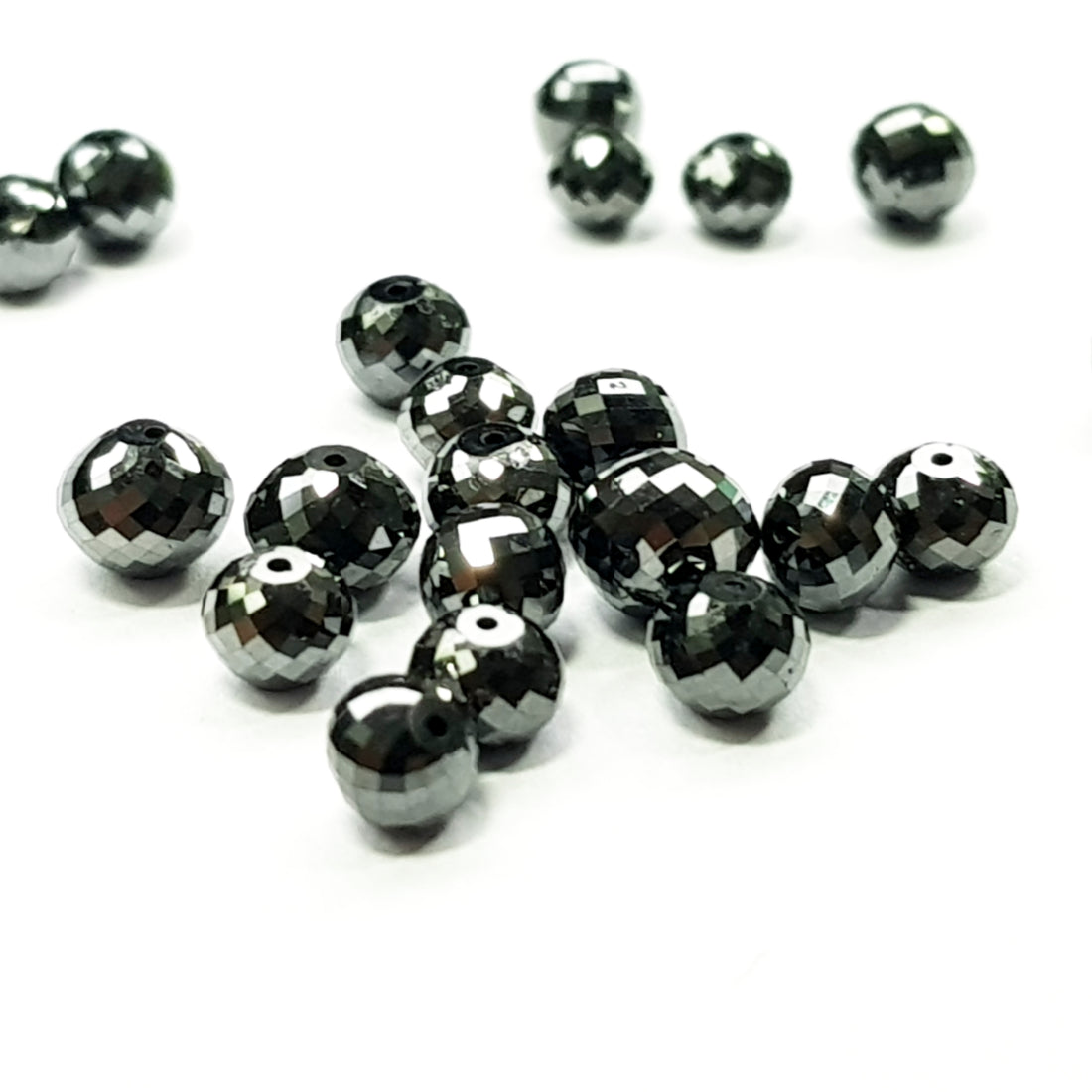 3.00 MM Each Natural Black Round Ball's Cut Loose Diamonds Beads For Strand Necklace Chain, 10 Pcs.